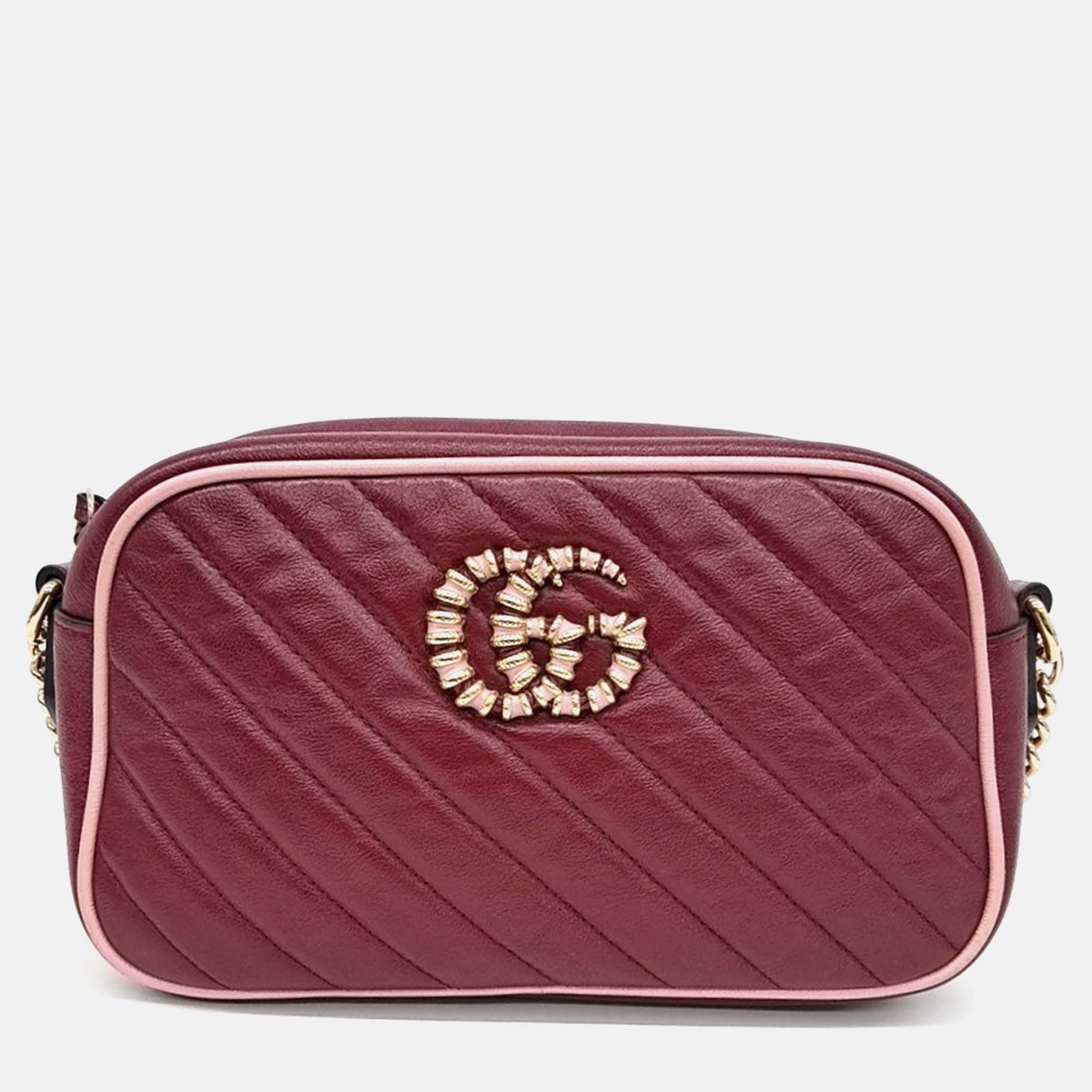 

Gucci Red Leather Marmont Crossbody Bag
