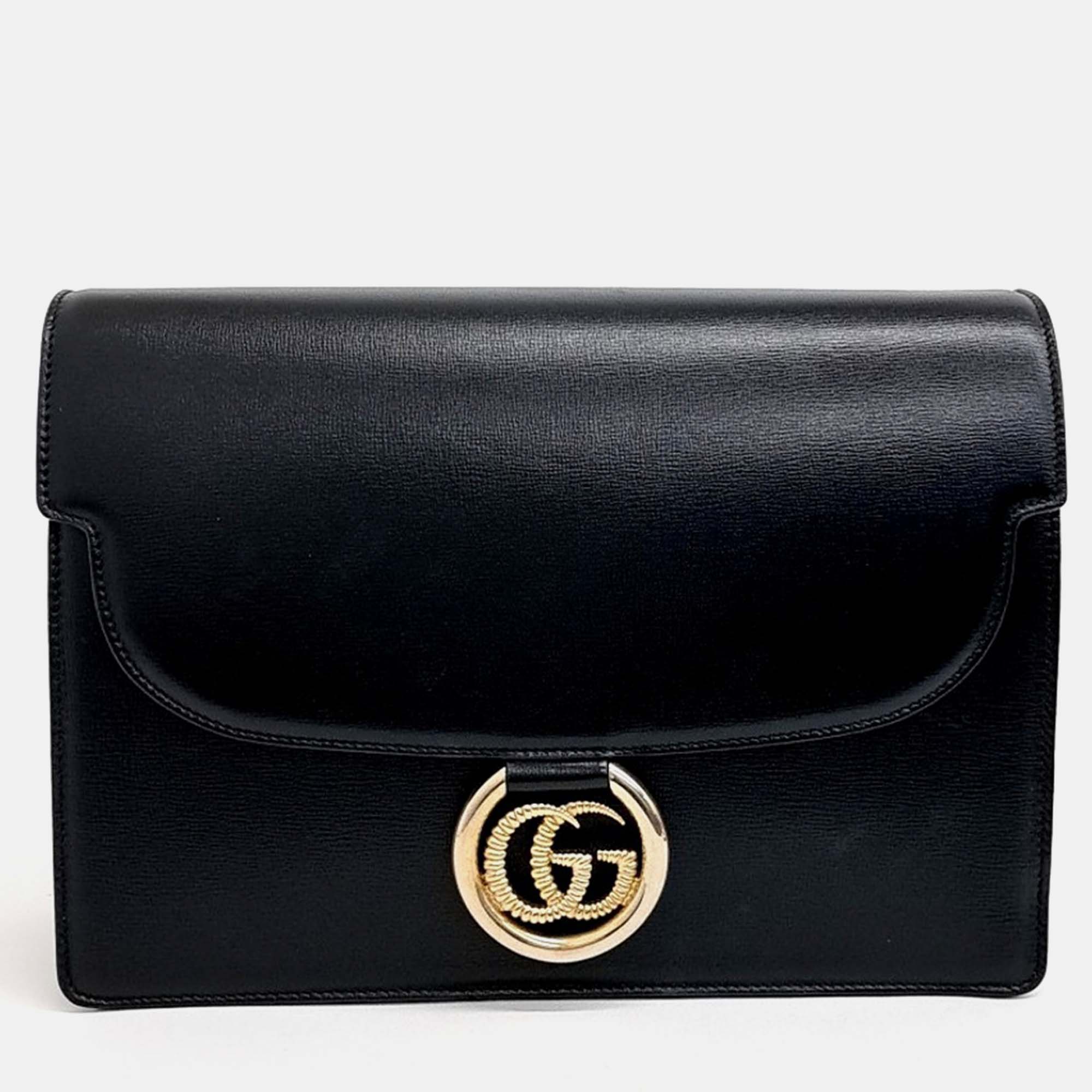 

Gucci Black Leather GG Ring Leather Shoulder Bag
