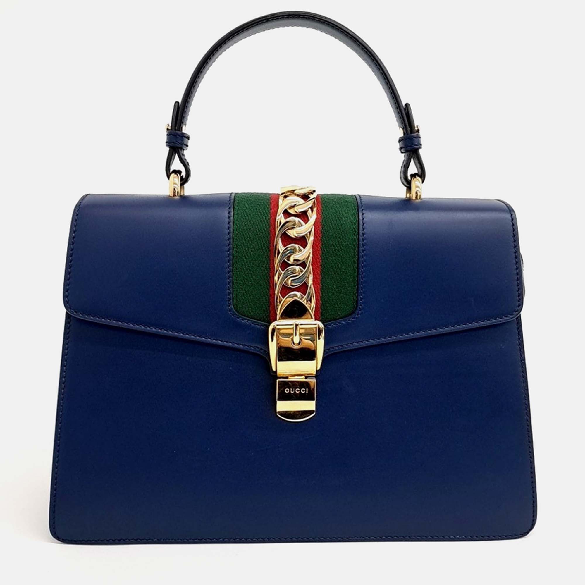 

Gucci Navy Blue Leather Sylvie Bag