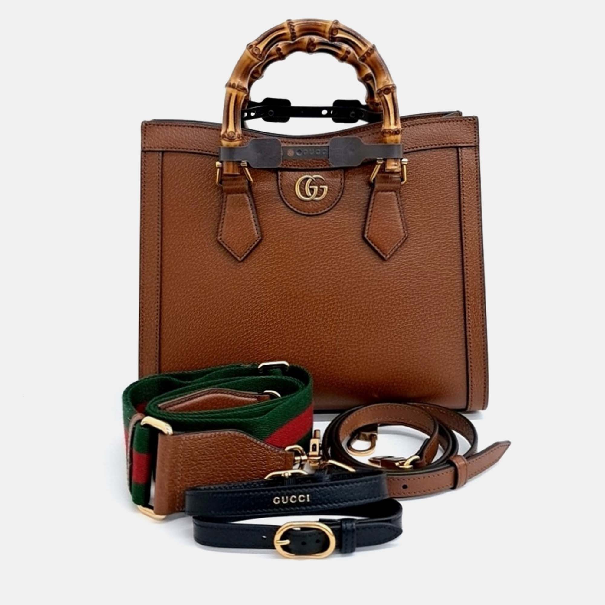 

Gucci Brown Leather Diana Tote and Shoulder Bag