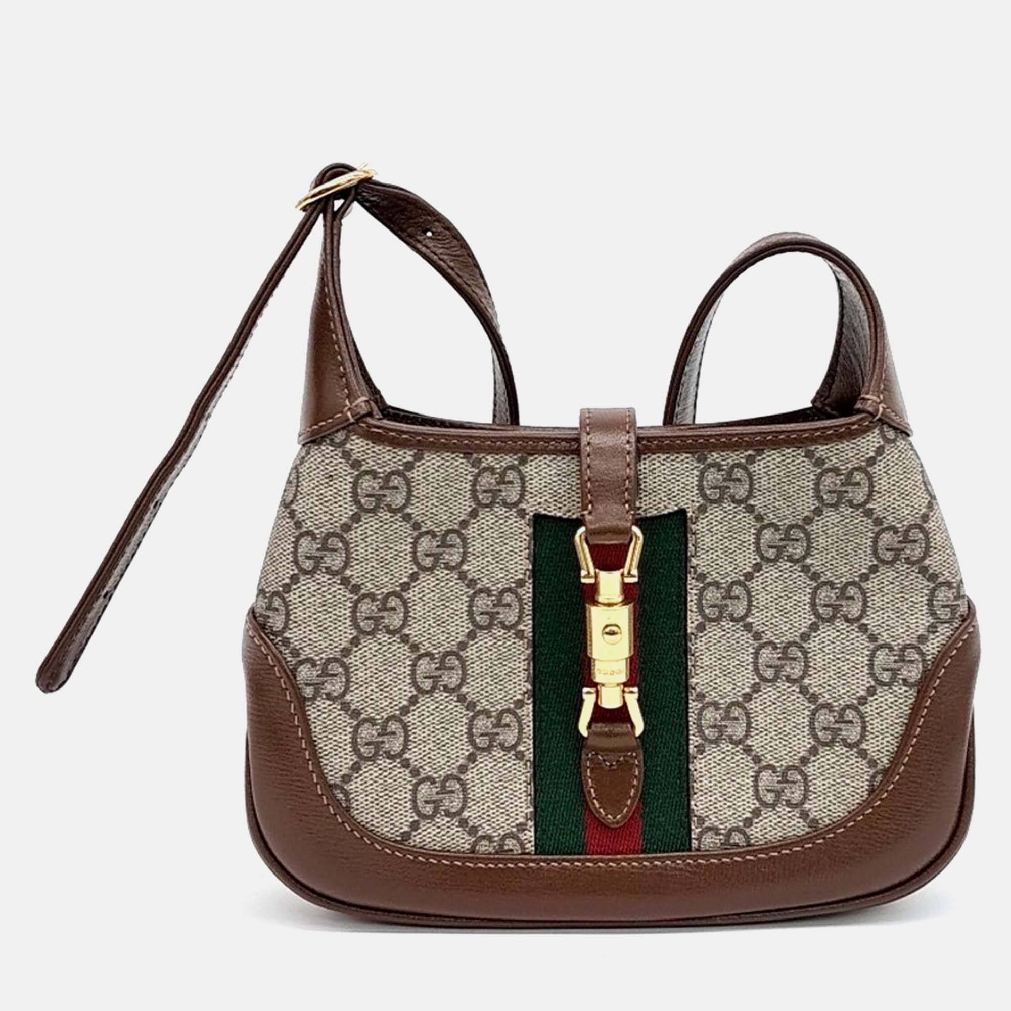

Gucci Beige Brown Leather and PVC Jackie 1961 Mini Hobo Bag