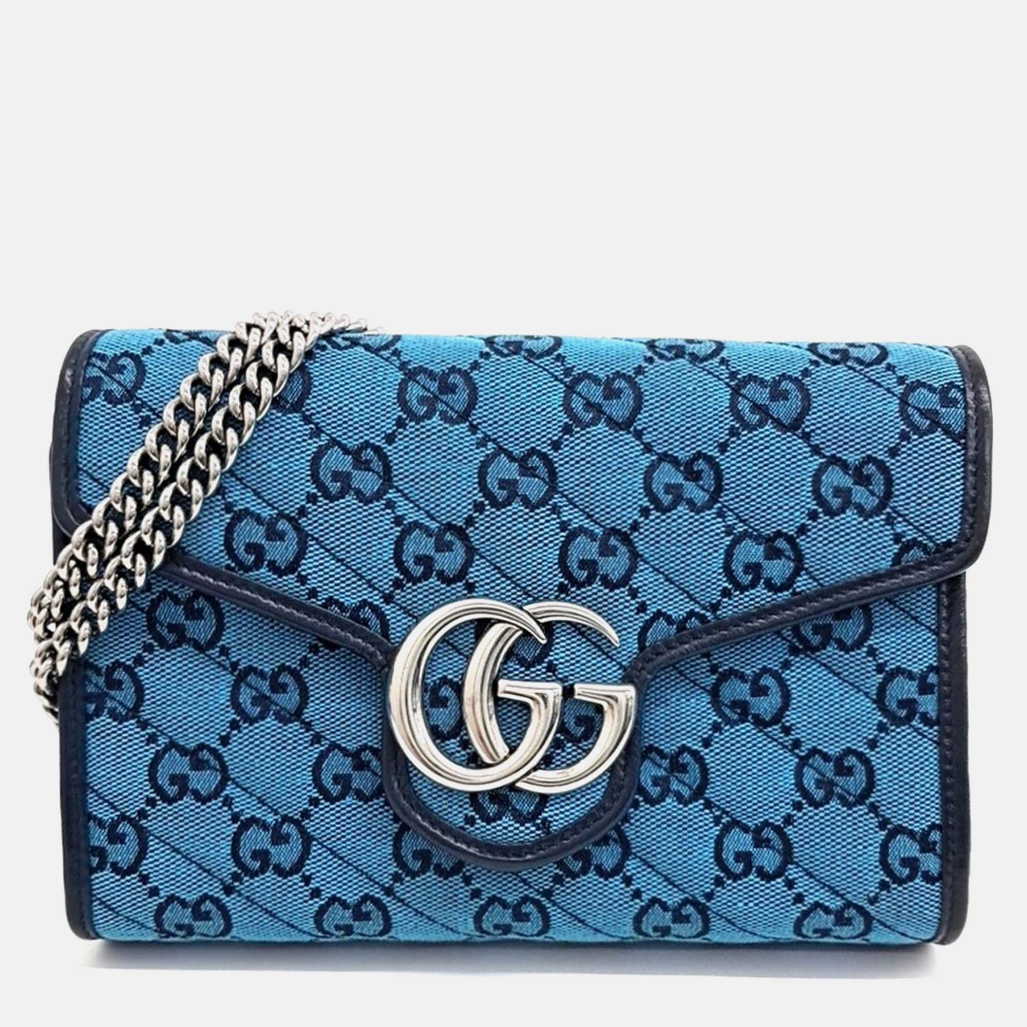 

Gucci Blue Canvas Marmont Matrasse Crossbody Bag