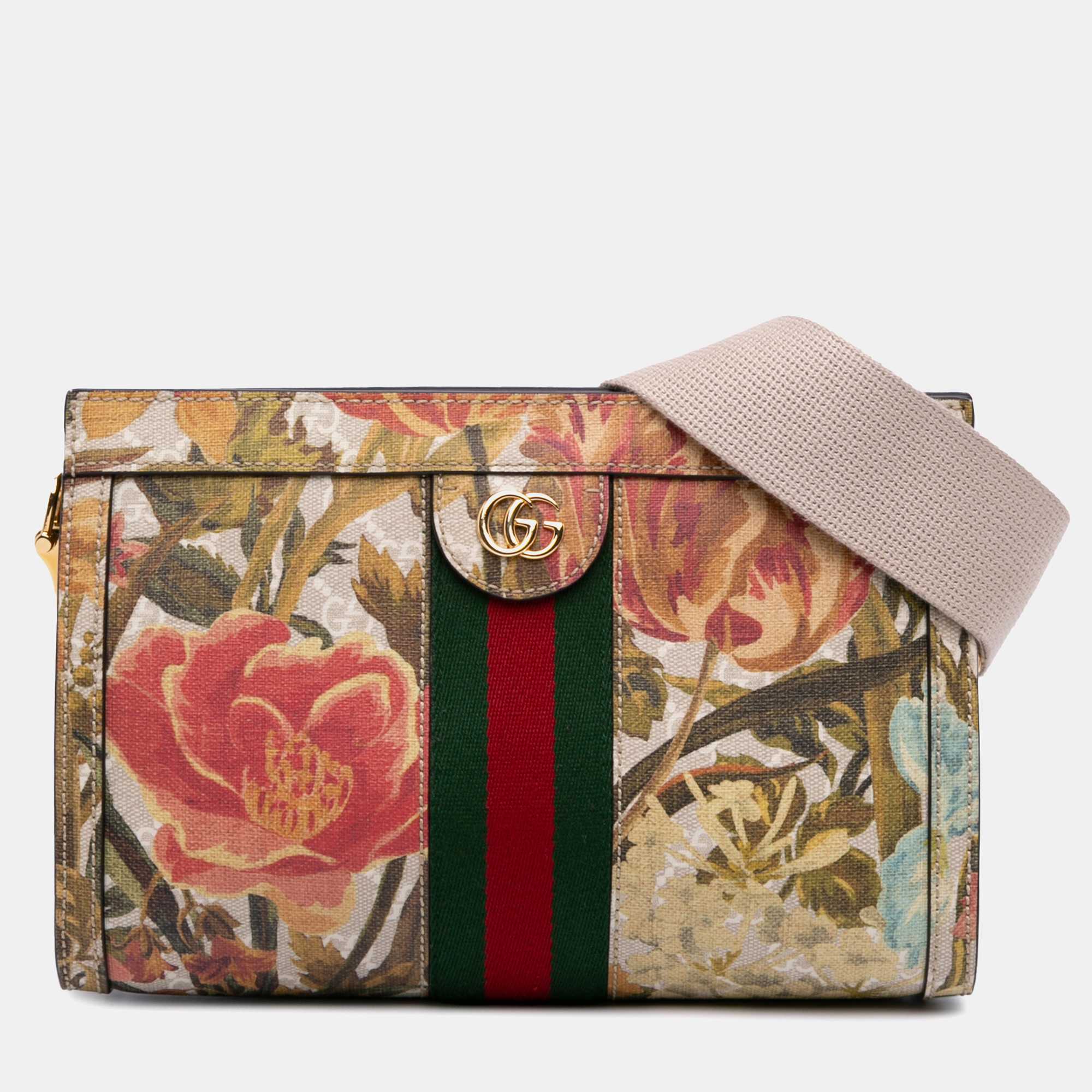 

Gucci Beige Small GG Supreme Water Flora Ophidia Chain Bag