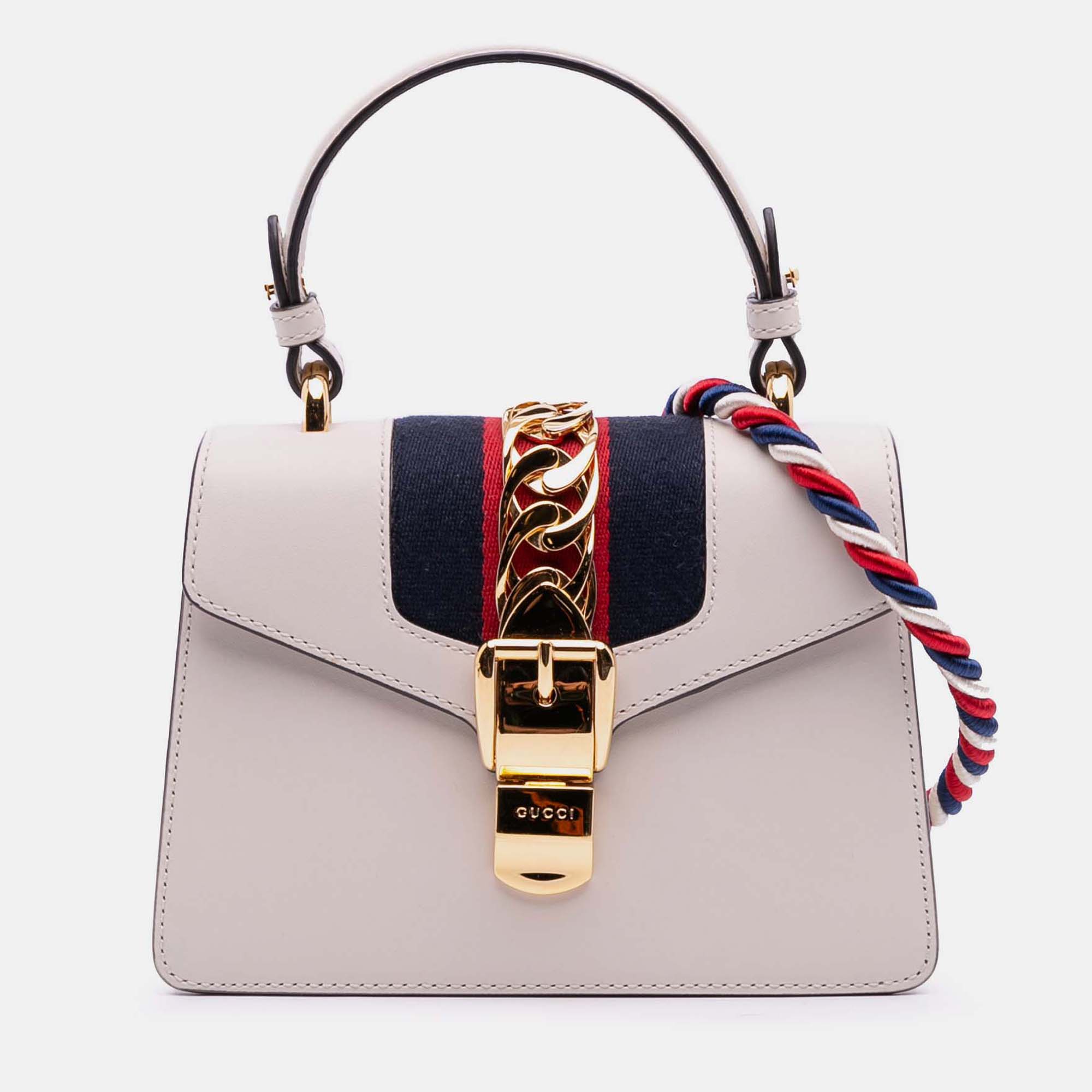 Gucci White Mini Calfskin Sylvie Satchel