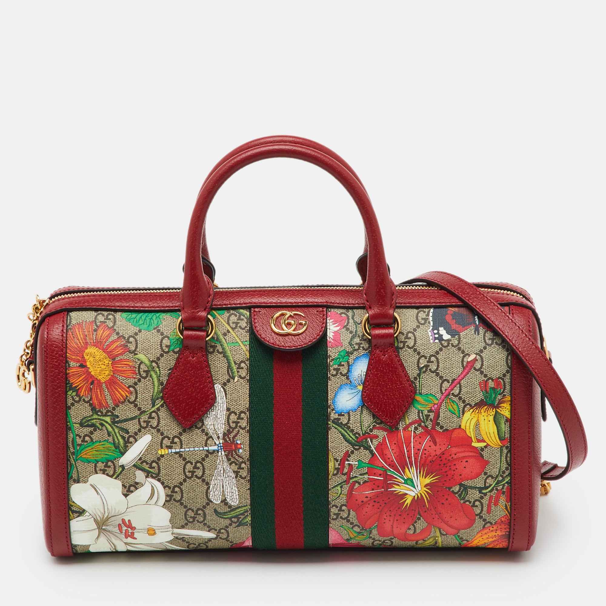 

Gucci Multicolor GG Supreme Canvas and Leather Flora Web Medium Ophidia Boston Bag
