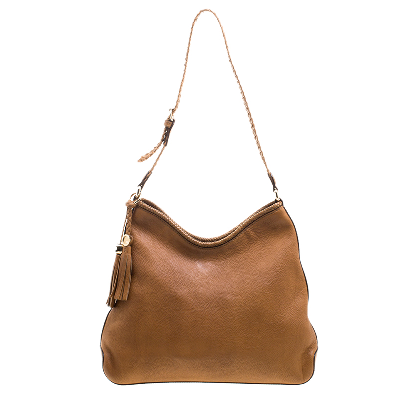 Pre Owned Gucci Brown Leather Medium Marrakech Hobo
