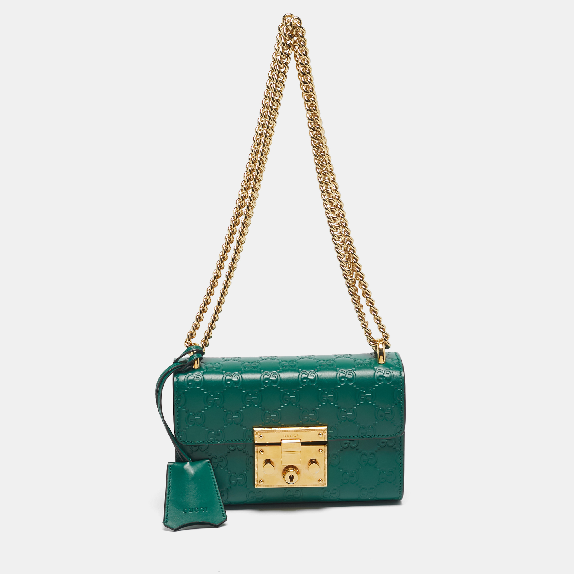 

Gucci Green Guccissima Leather Small Padlock Shoulder Bag