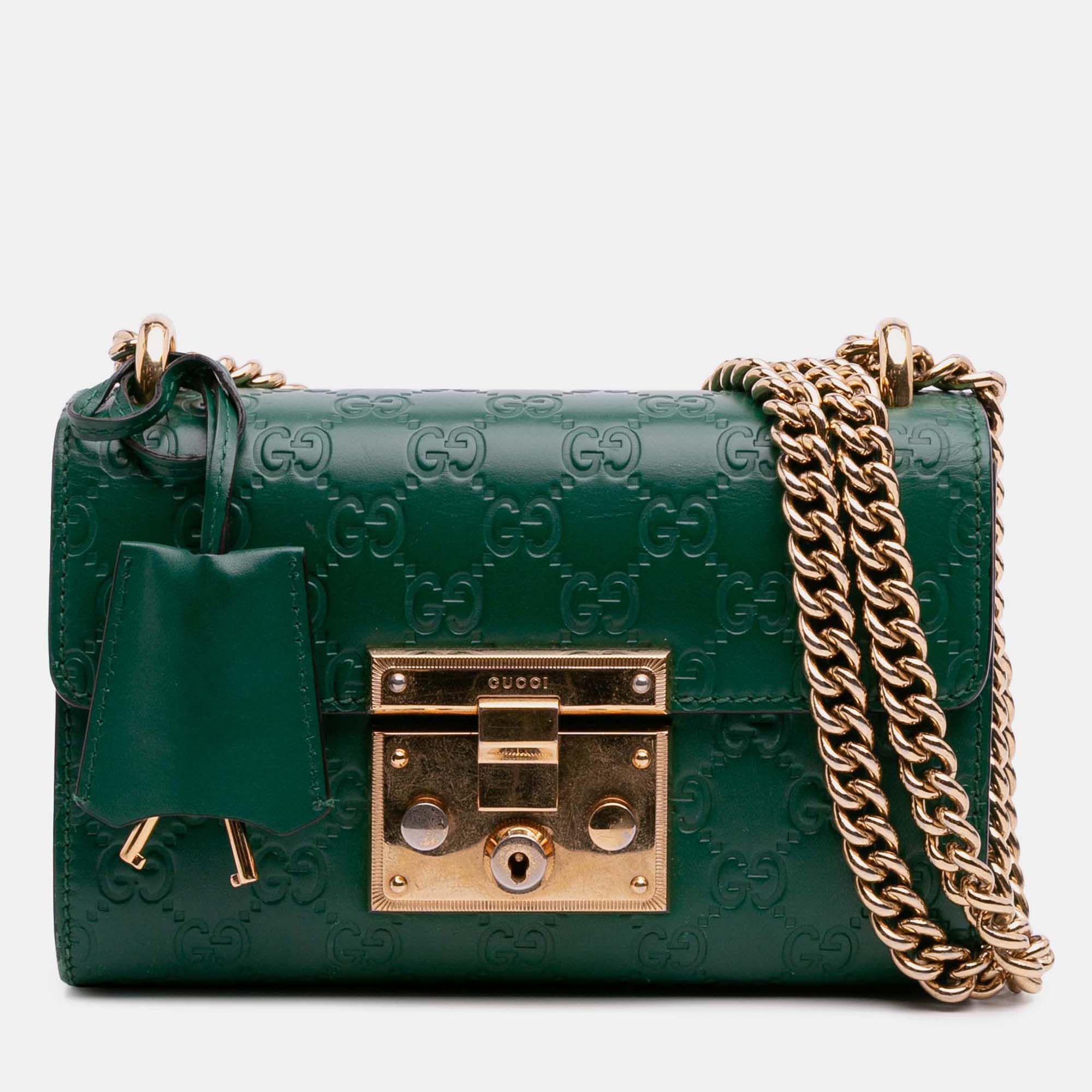 

Gucci Green Small Guccissima Padlock Crossbody