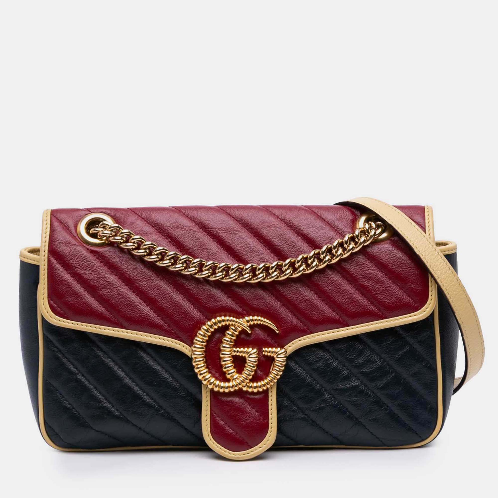 

Gucci Navy Blue Small GG Marmont Matelasse Leather Torchon Flap Crossbody