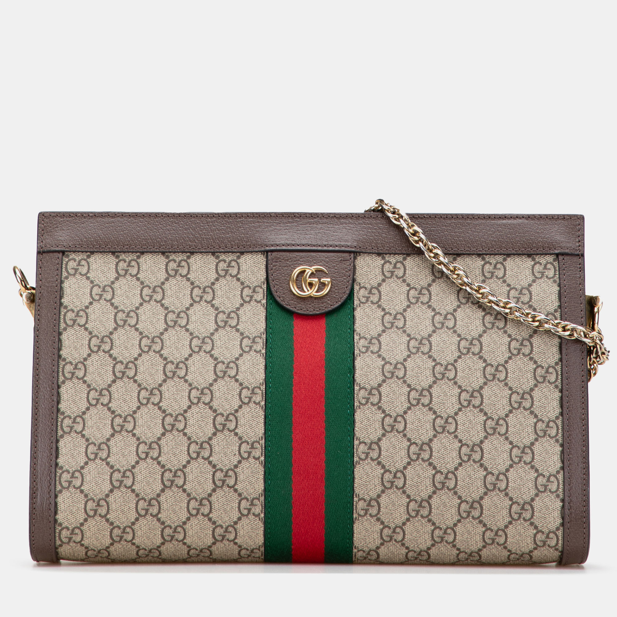 

Gucci Brown Medium GG Supreme Ophidia Web Chain Shoulder Bag