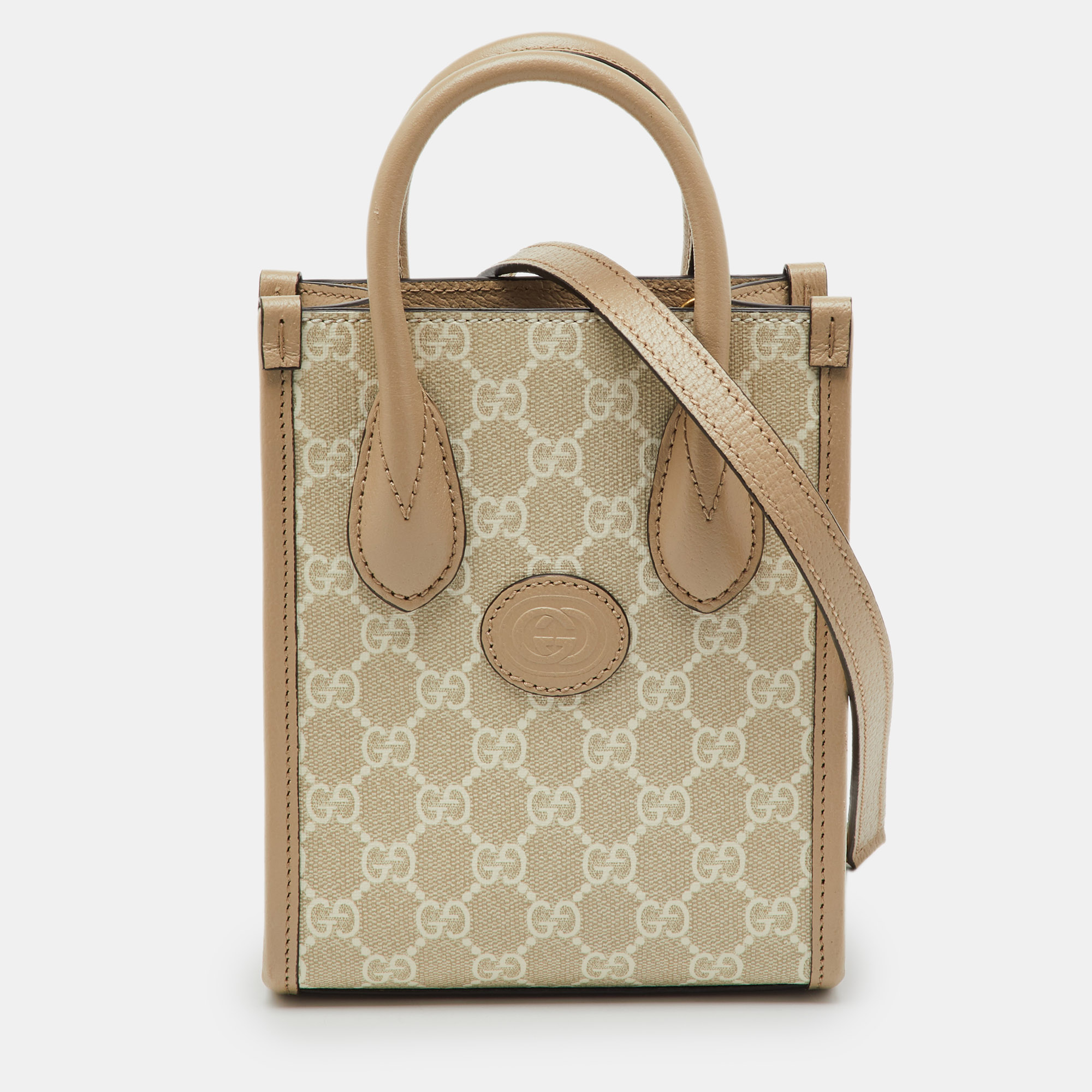 

Gucci Beige/Off White GG Supreme Canvas and Leather Mini Tote
