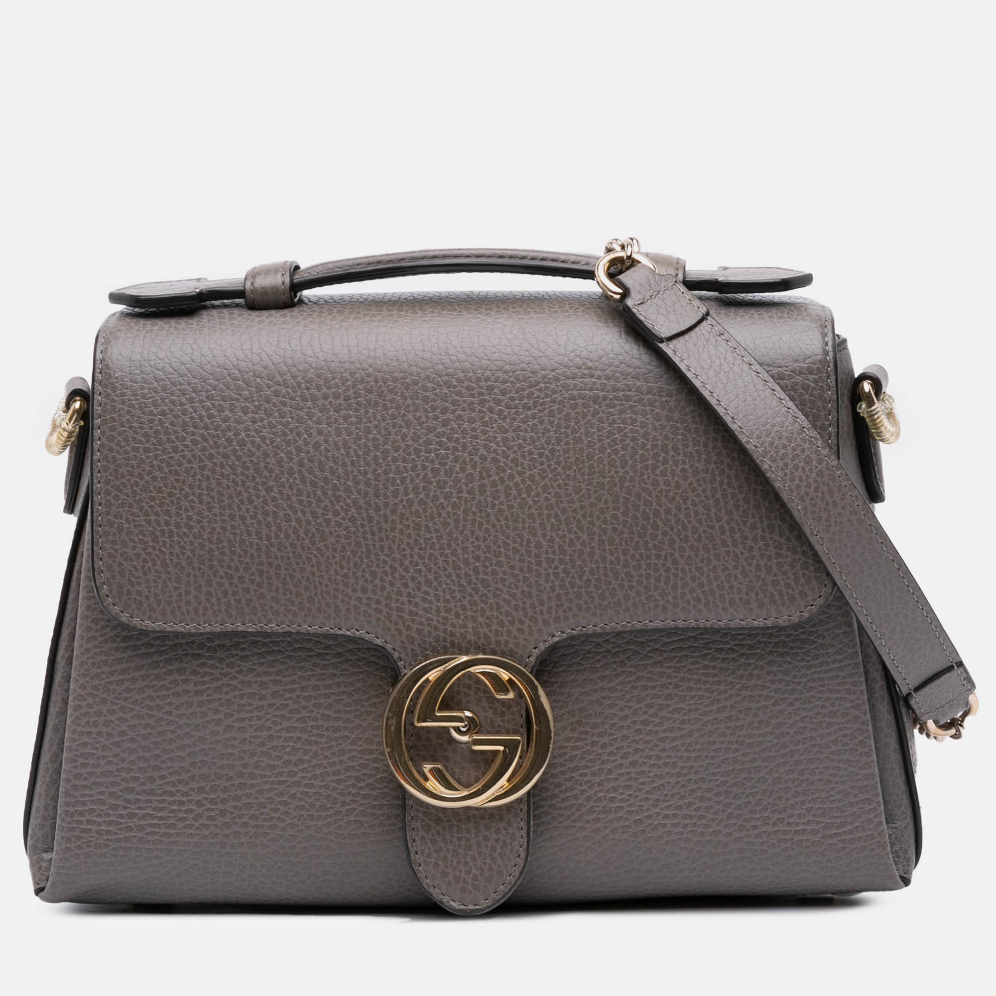 Gucci Grey Small Dollar Calf Interlocking G Top Handle
