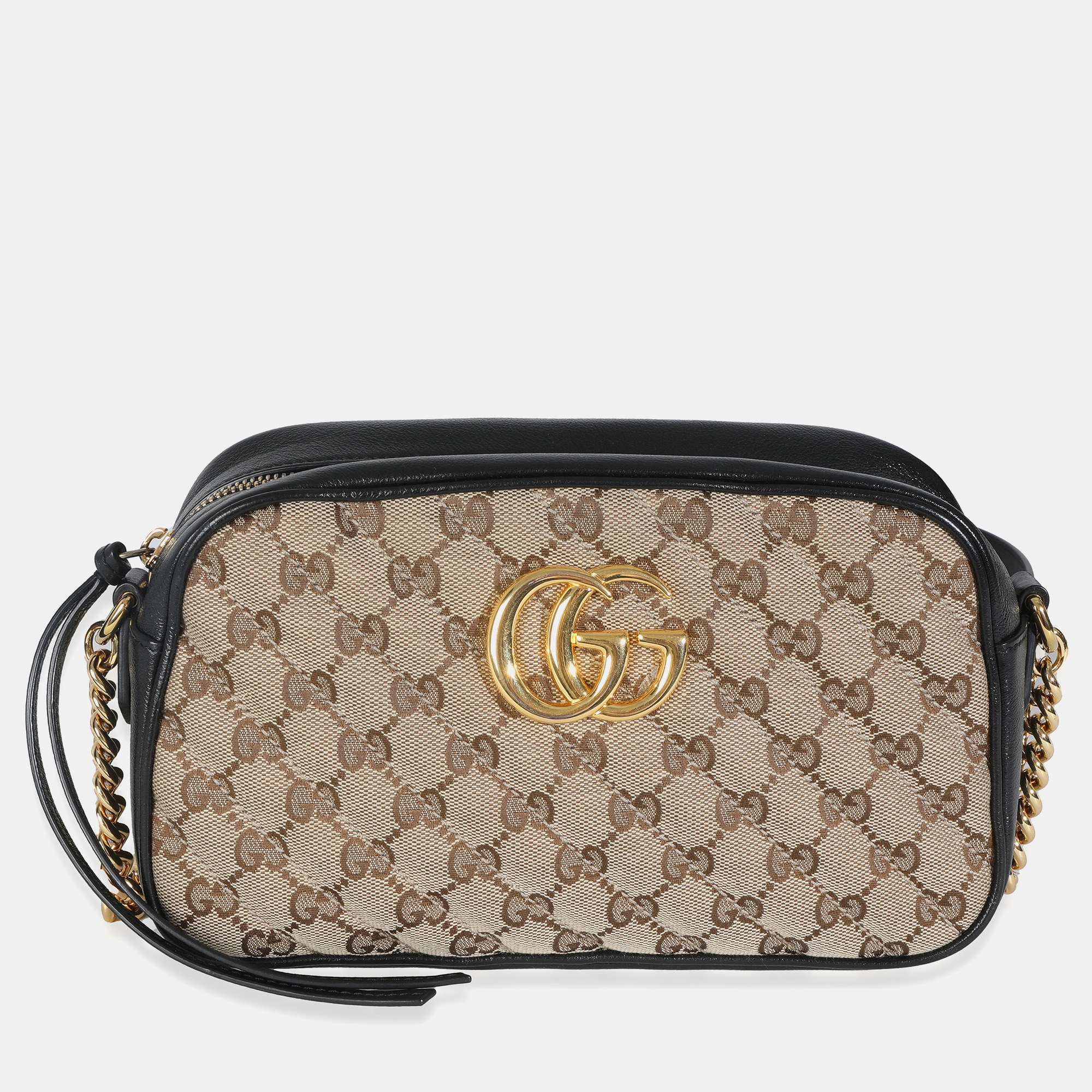 

Gucci Black Beige Diagonal GG Marmont Camera Bag