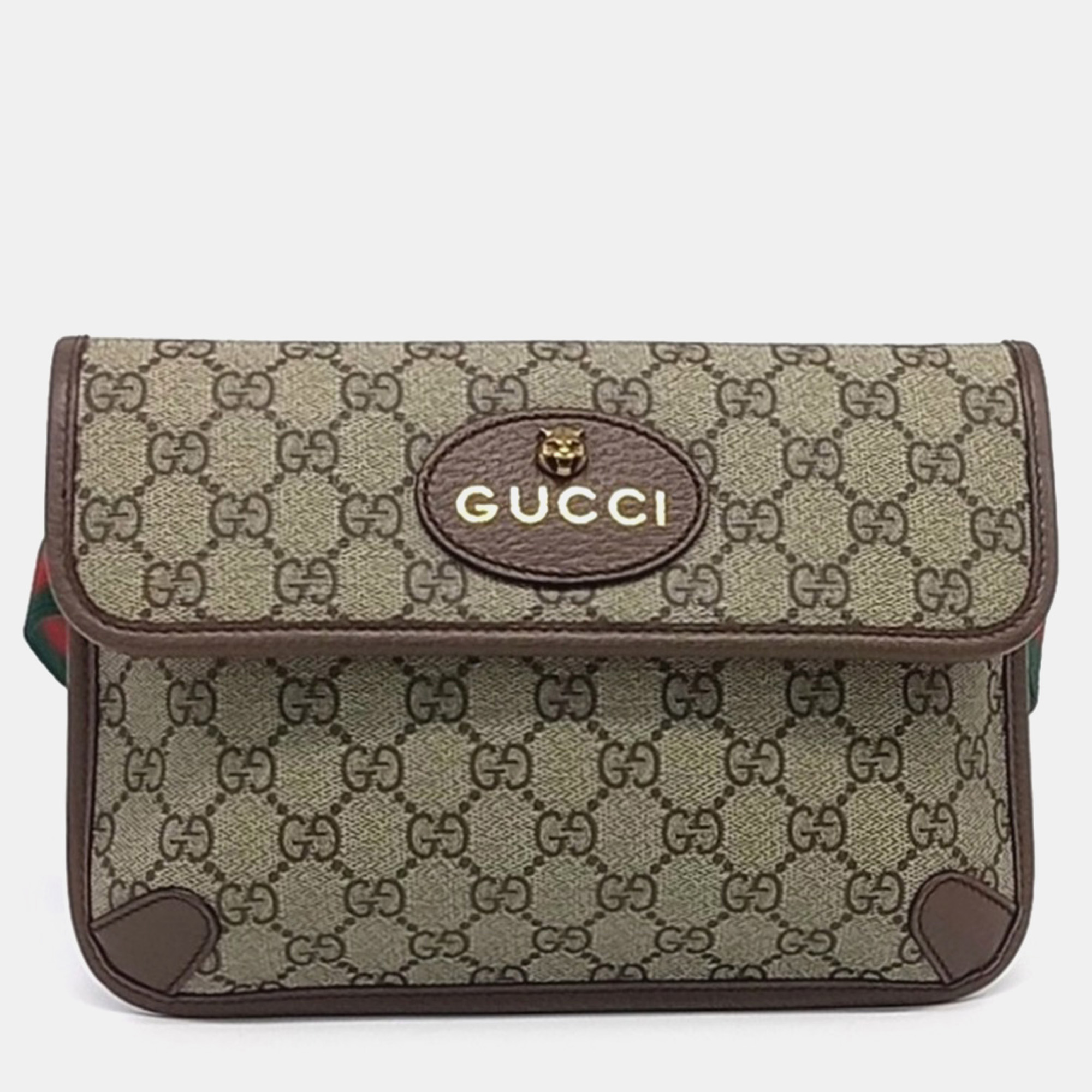 

Gucci GG Supreme Beige Brown Canvas Belt Bag