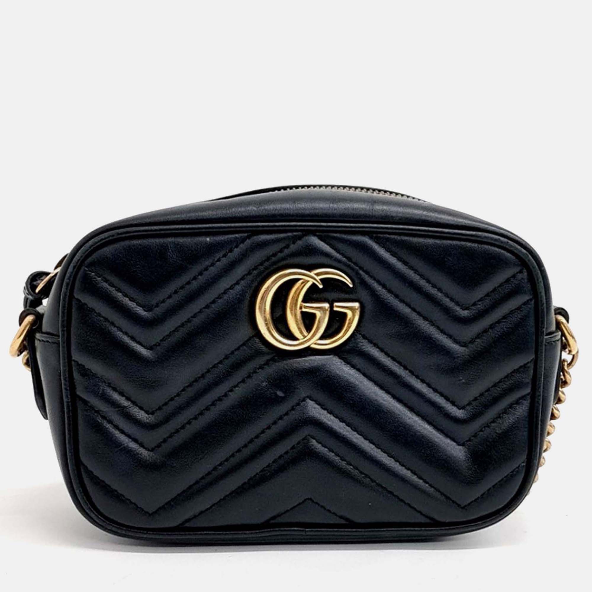 

Gucci Marmont Matelasse Black Leather Mini Crossbody Bag