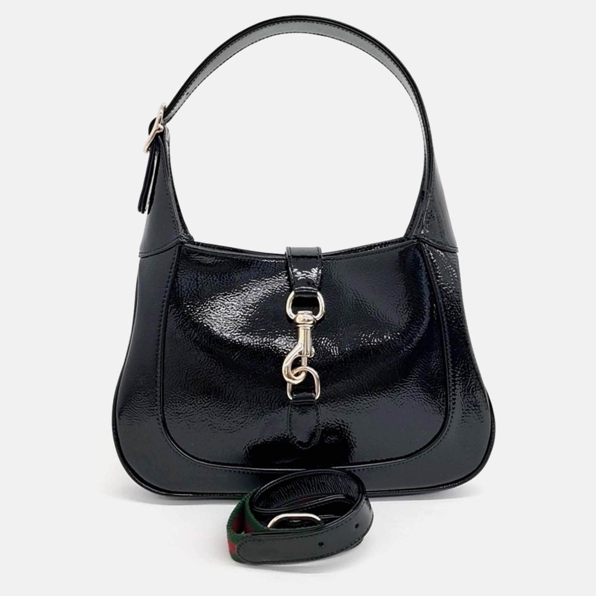 

Gucci Patent Jackie Small Shoulder Bag, Black