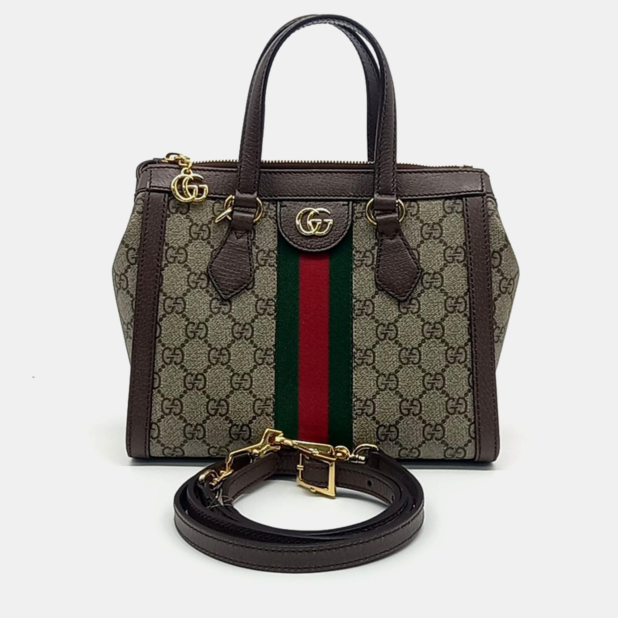 

Gucci Beige Brown PVC Gucci Ophidia GG Shoulder Bag Small