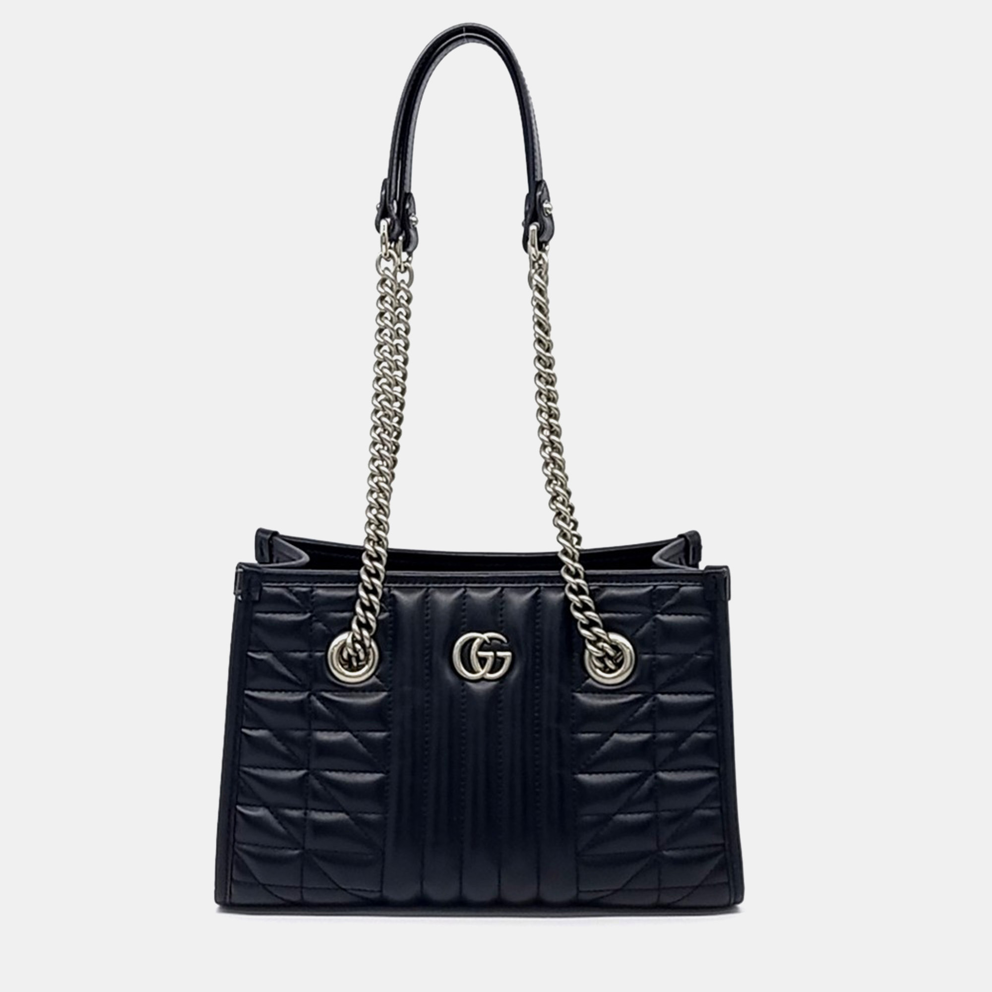 

Gucci Black Leather GG Marmont Shoulder Bag