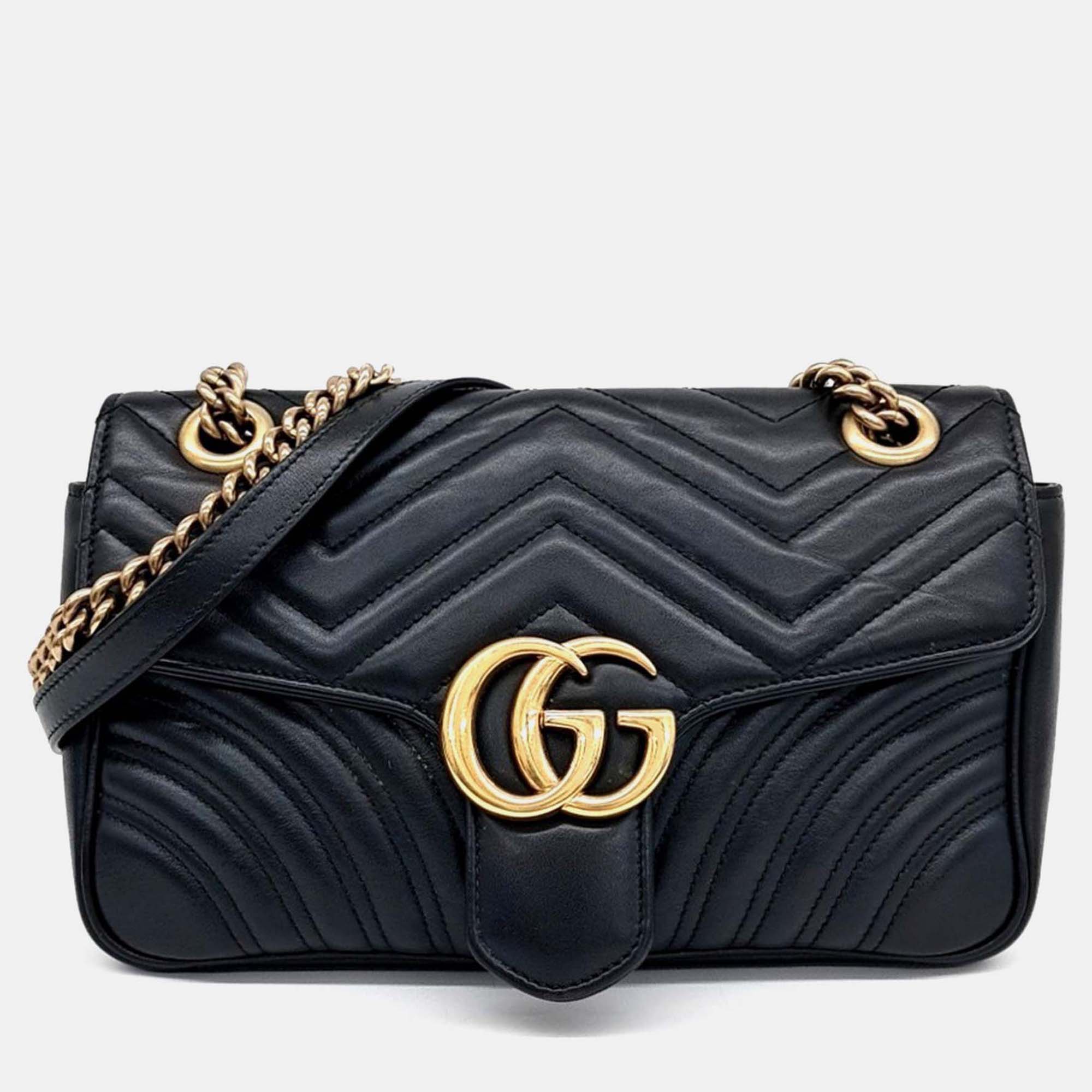 

Gucci Black Leather Marmont Matrasse Shoulder Bag
