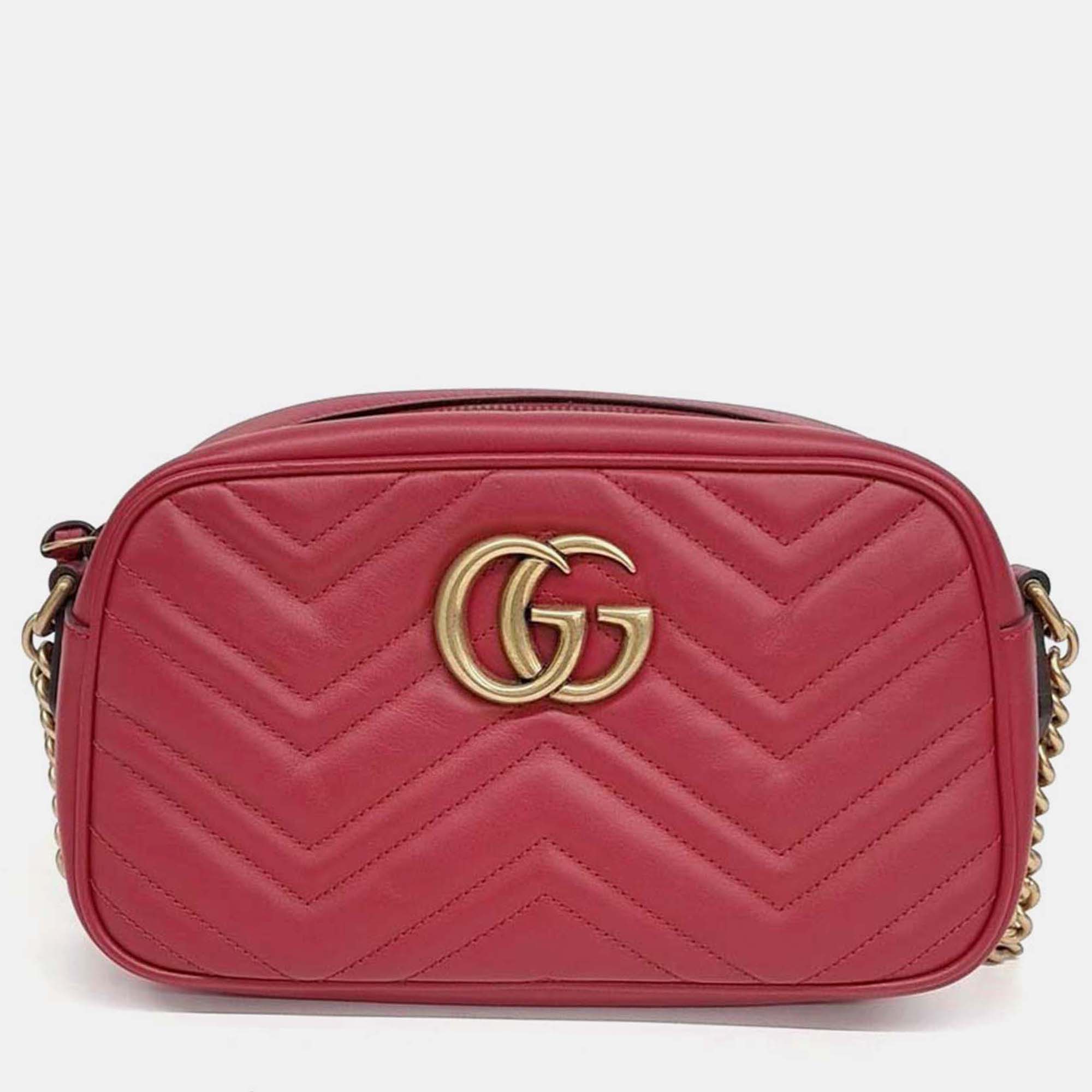 

Gucci Red Leather Gucci Marmont Crossbody Bag