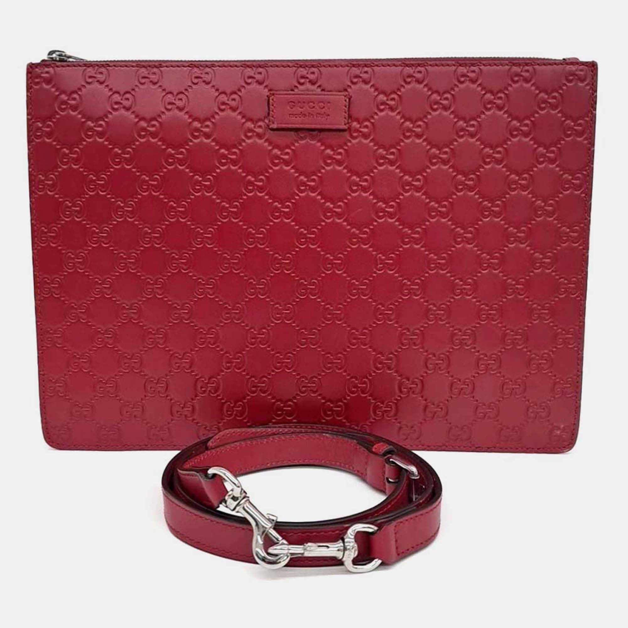 

Gucci Red Leather Cimaline Clutch and Crossbody Bag