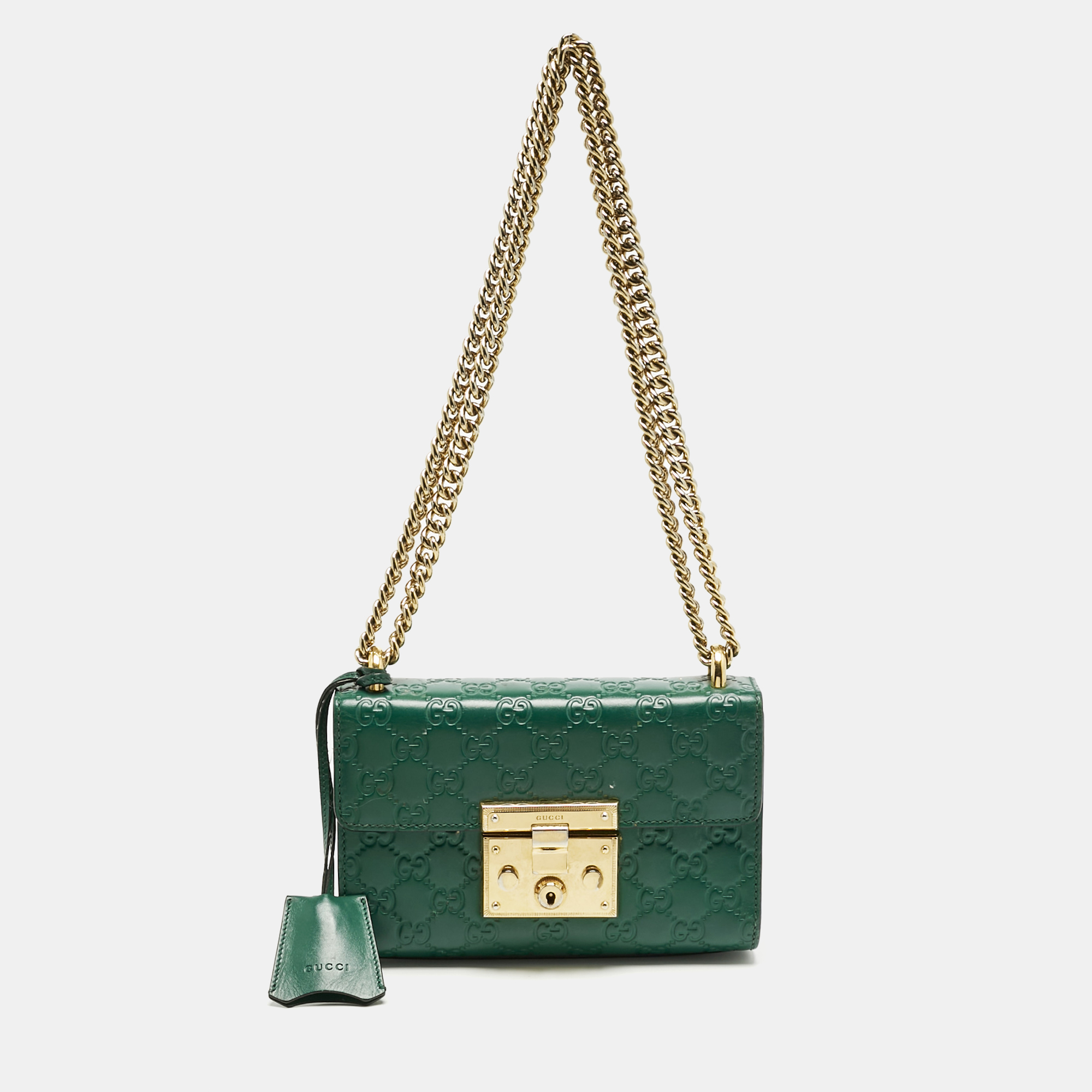 

Gucci Green Guccissima Leather Small Padlock Shoulder Bag