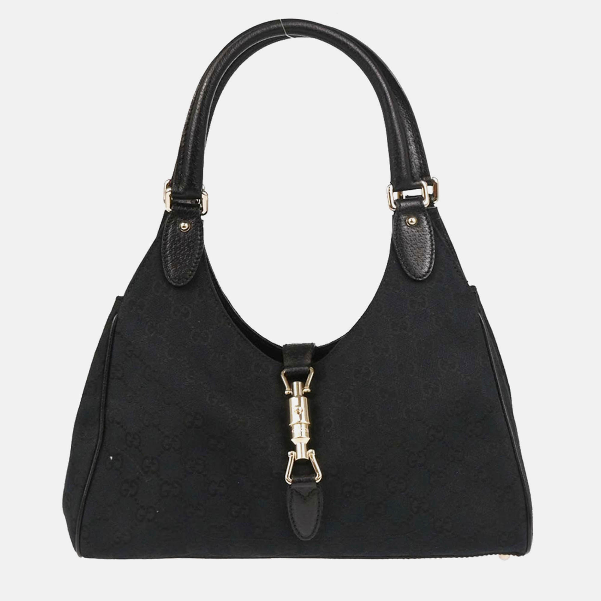 

Gucci Black Canvas GG Jackie Handbag