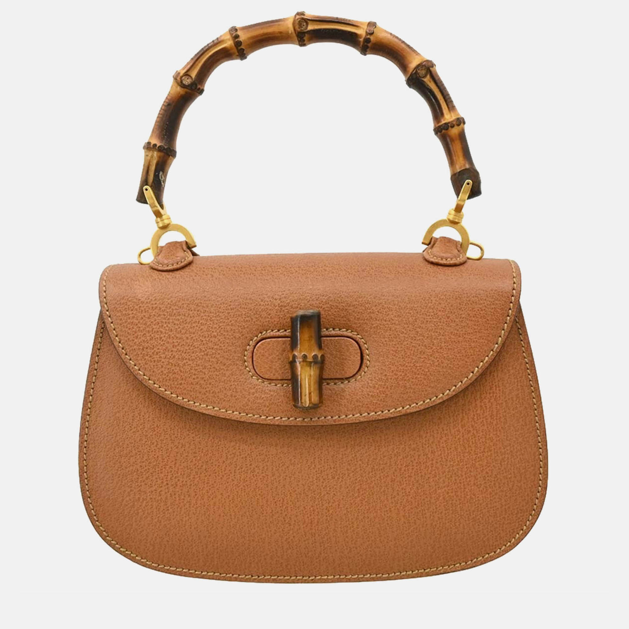 

Gucci Brown Pigskin Bamboo Handbag