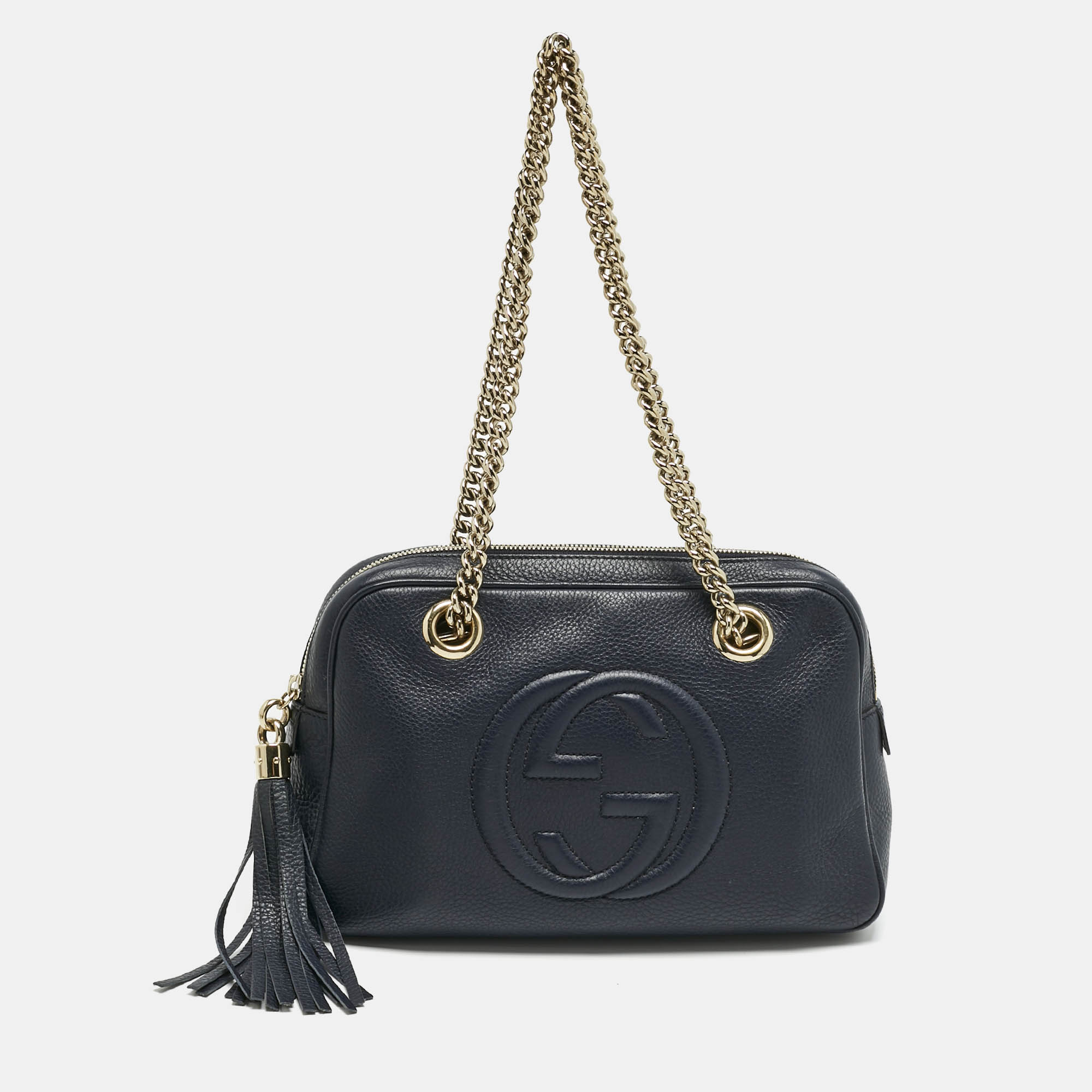 

Gucci Navy Blue Leather Medium Soho Chain Shoulder Bag