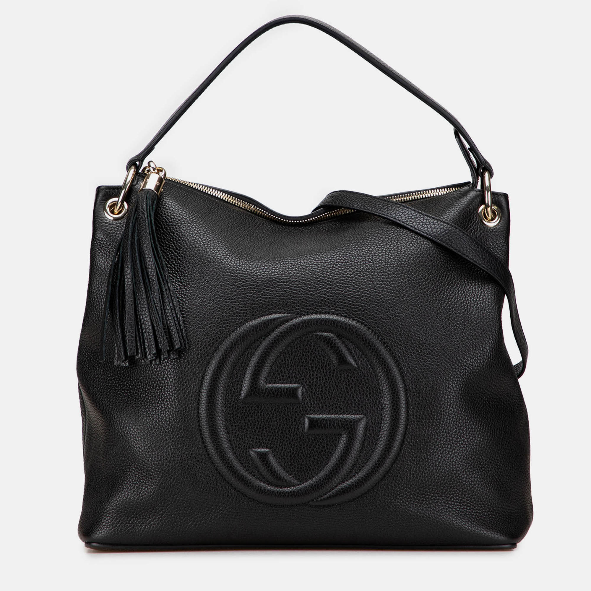 

Gucci Black Large Pebbled Calfskin Soho Convertible Hobo