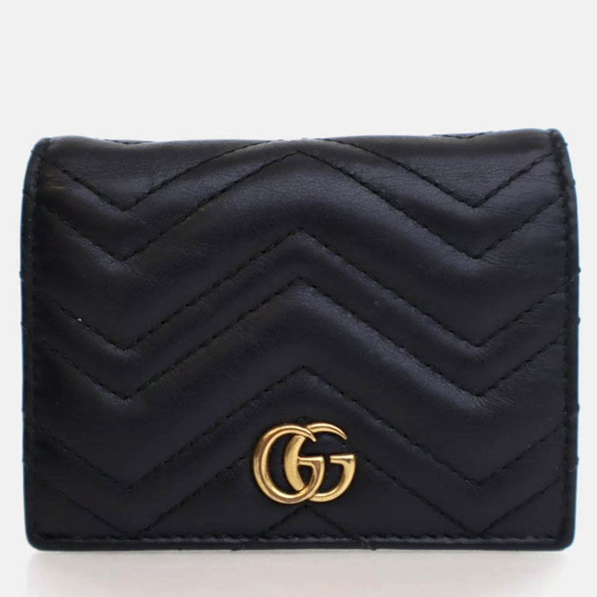 

Gucci Calfskin GG Marmont Wallet, Black