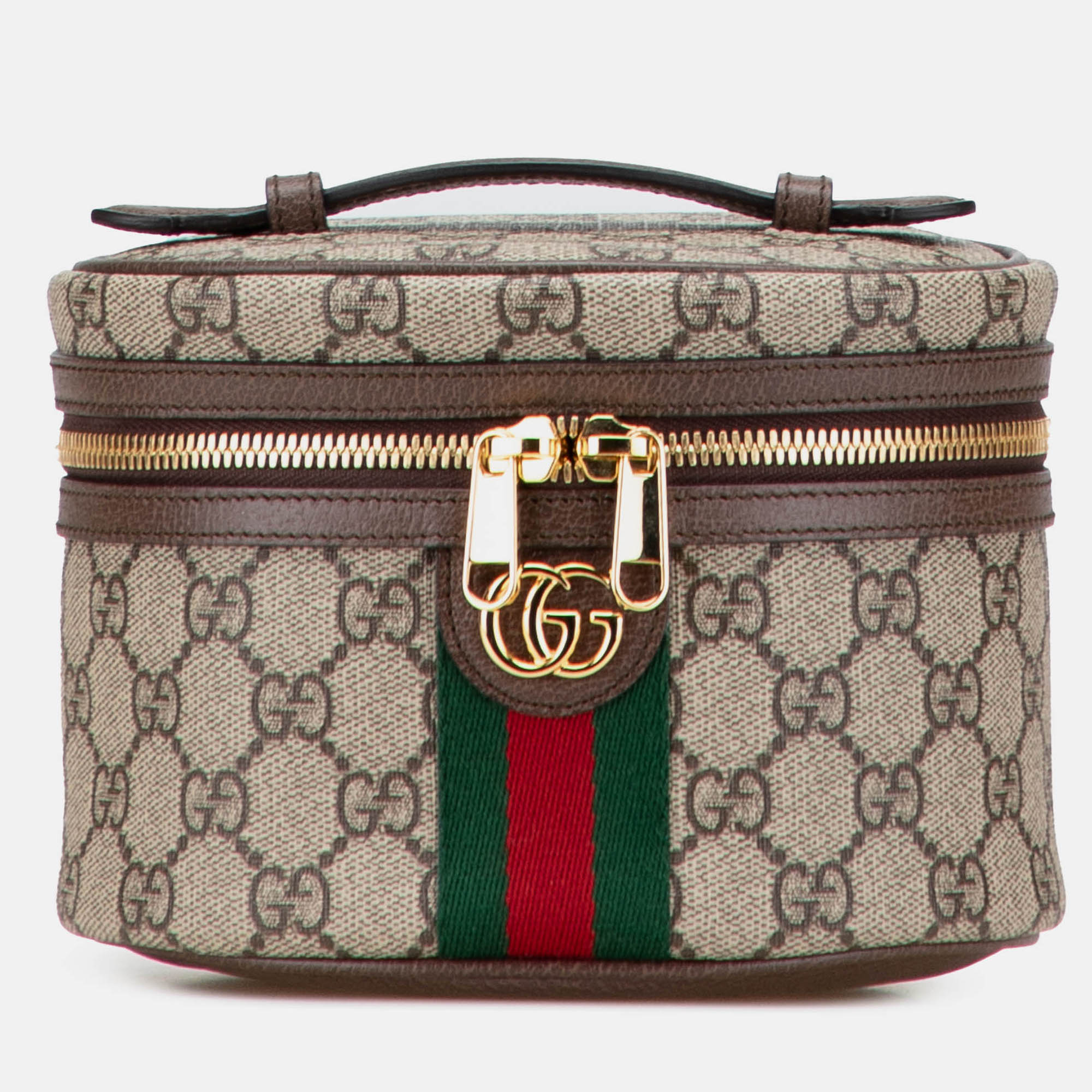 

Gucci Beige Brown GG Supreme Web Ophidia Vanity Bag