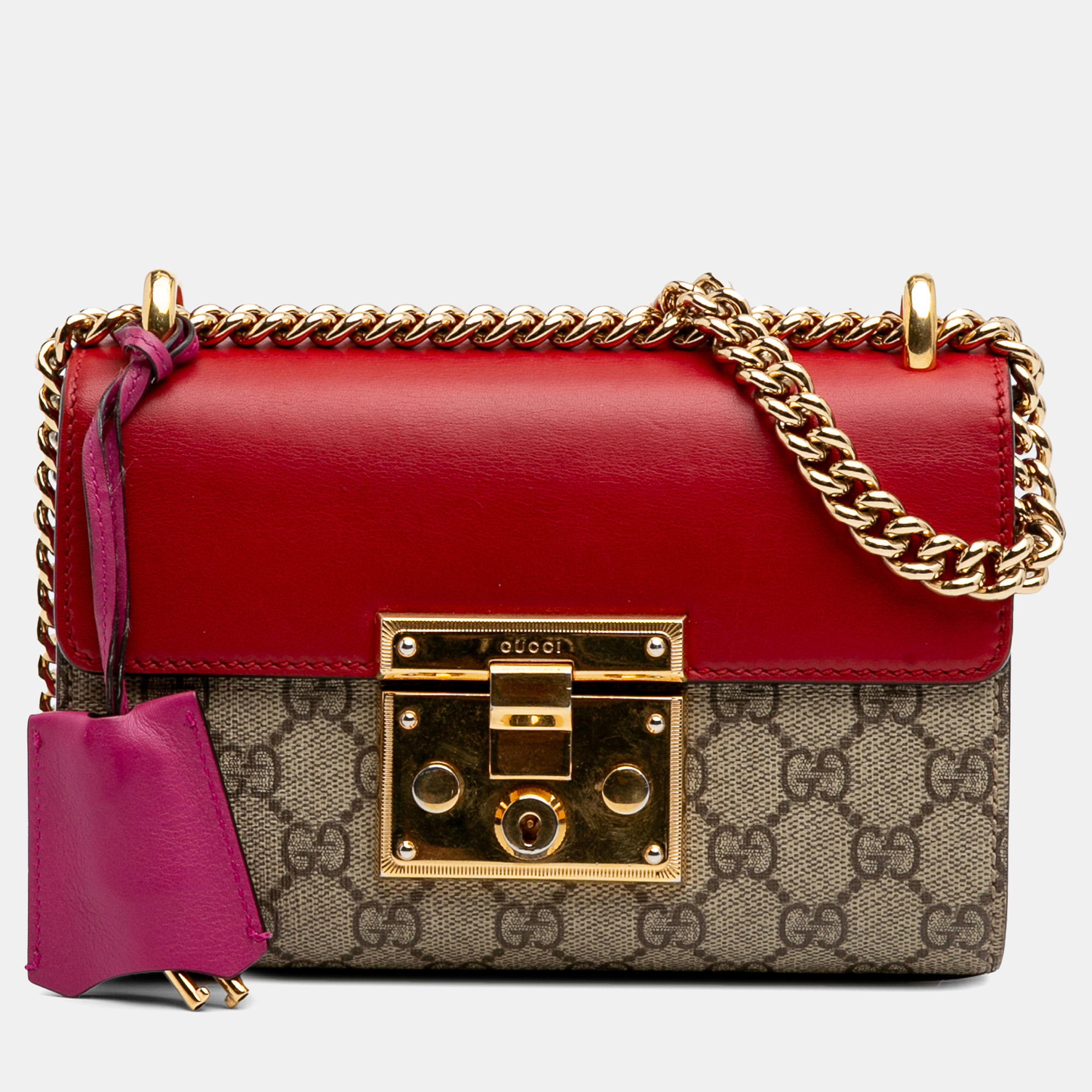

Gucci Beige Brown Small GG Supreme Padlock Crossbody