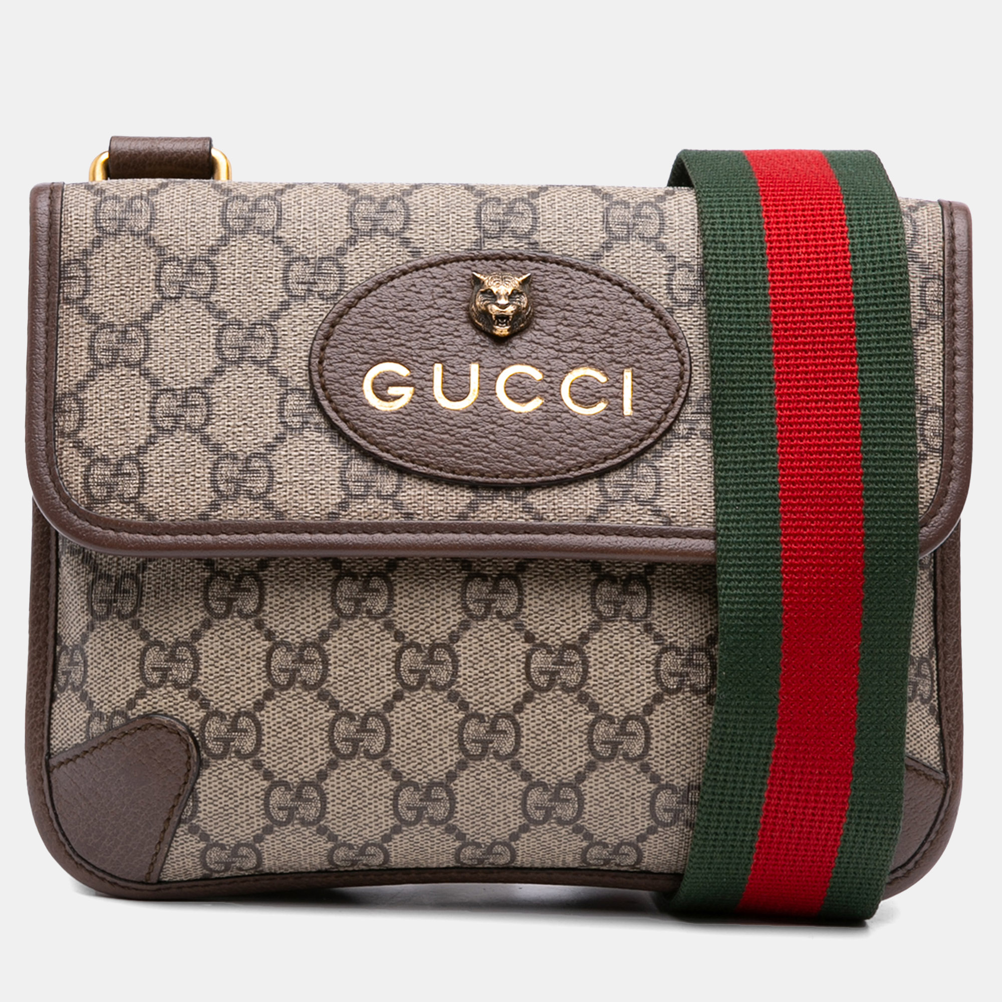 

Gucci Beige Small GG Supreme Web Neo Vintage Double Flap Messenger Bag
