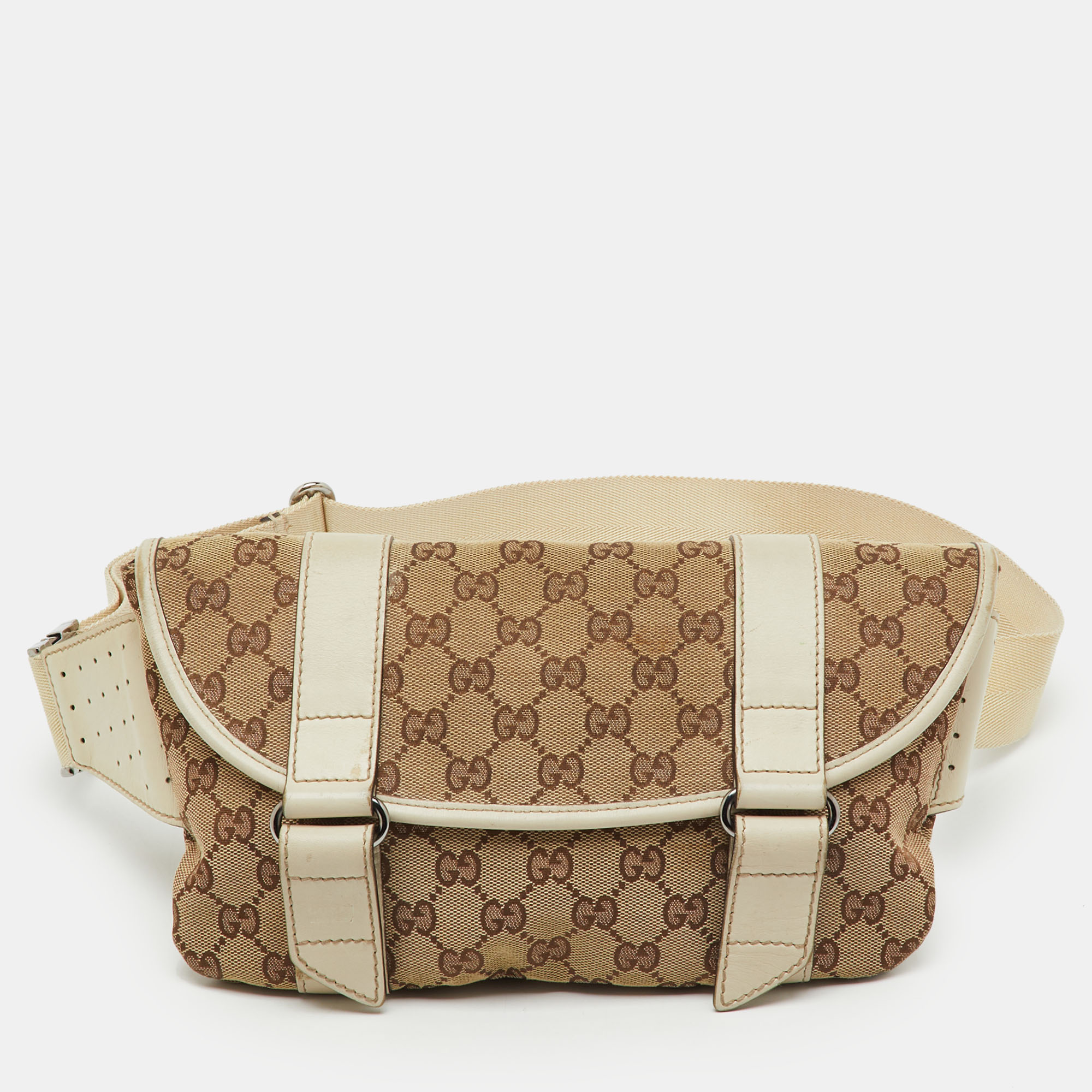

Gucci Beige/Off White GG Canvas and Leather Waist Bag
