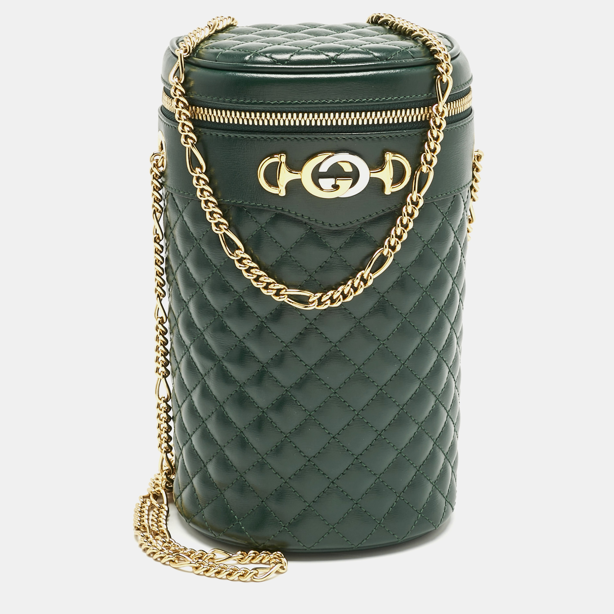 Pre-owned Gucci Green Quilted Leather Trapuntata Convertible Belt Bag