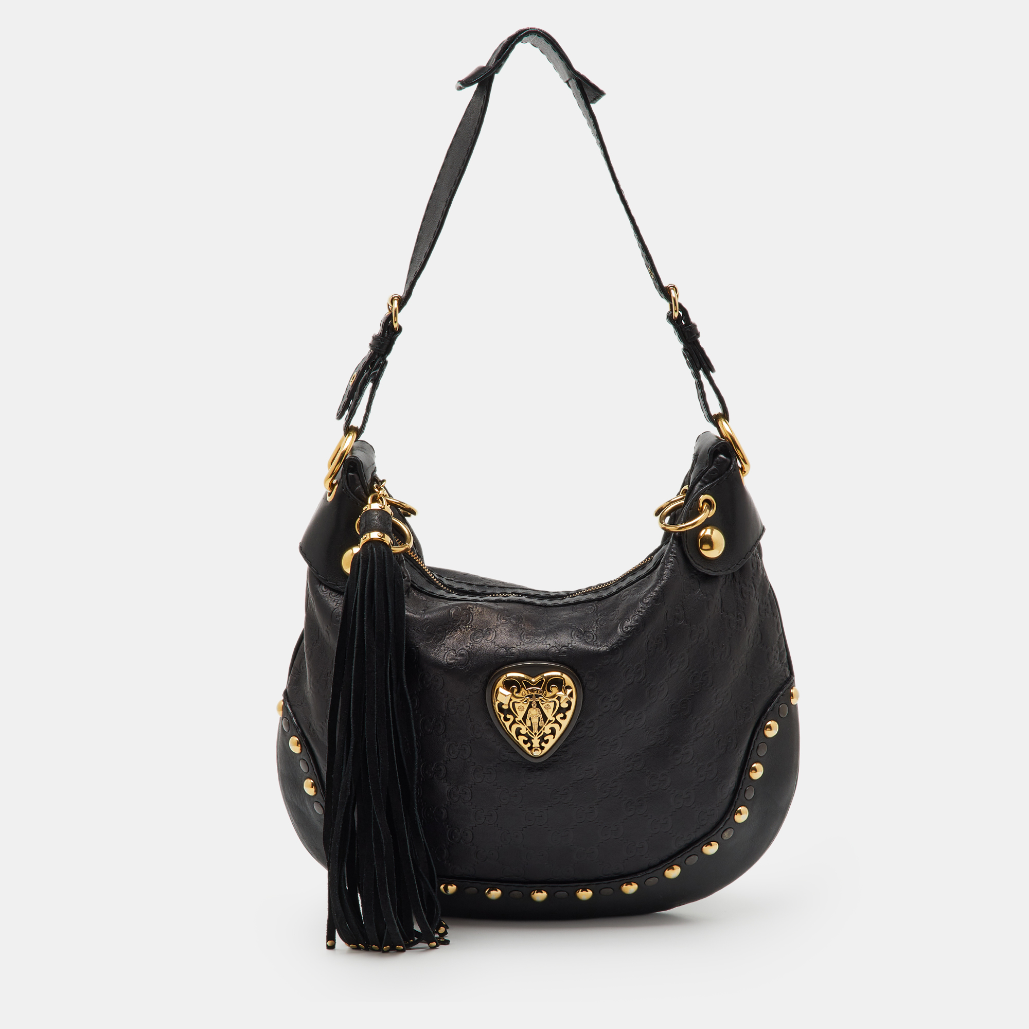 

Gucci Black Guccissima Leather Babouska Heart Hobo