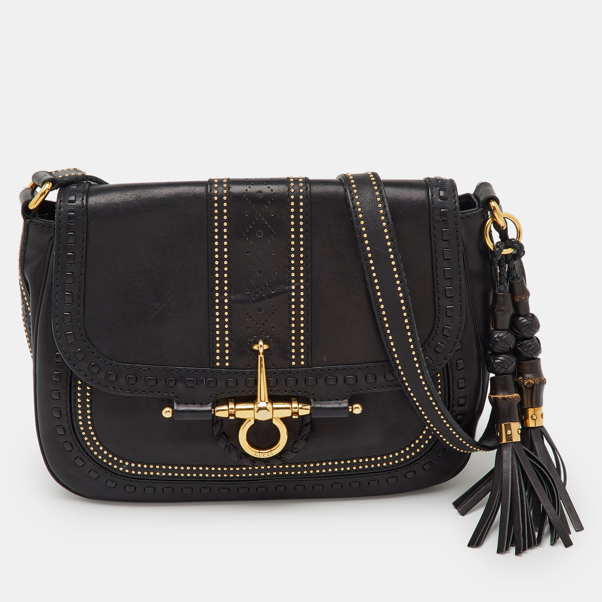 

Gucci Black Leather Snaffle Bit  Shoulder Bag