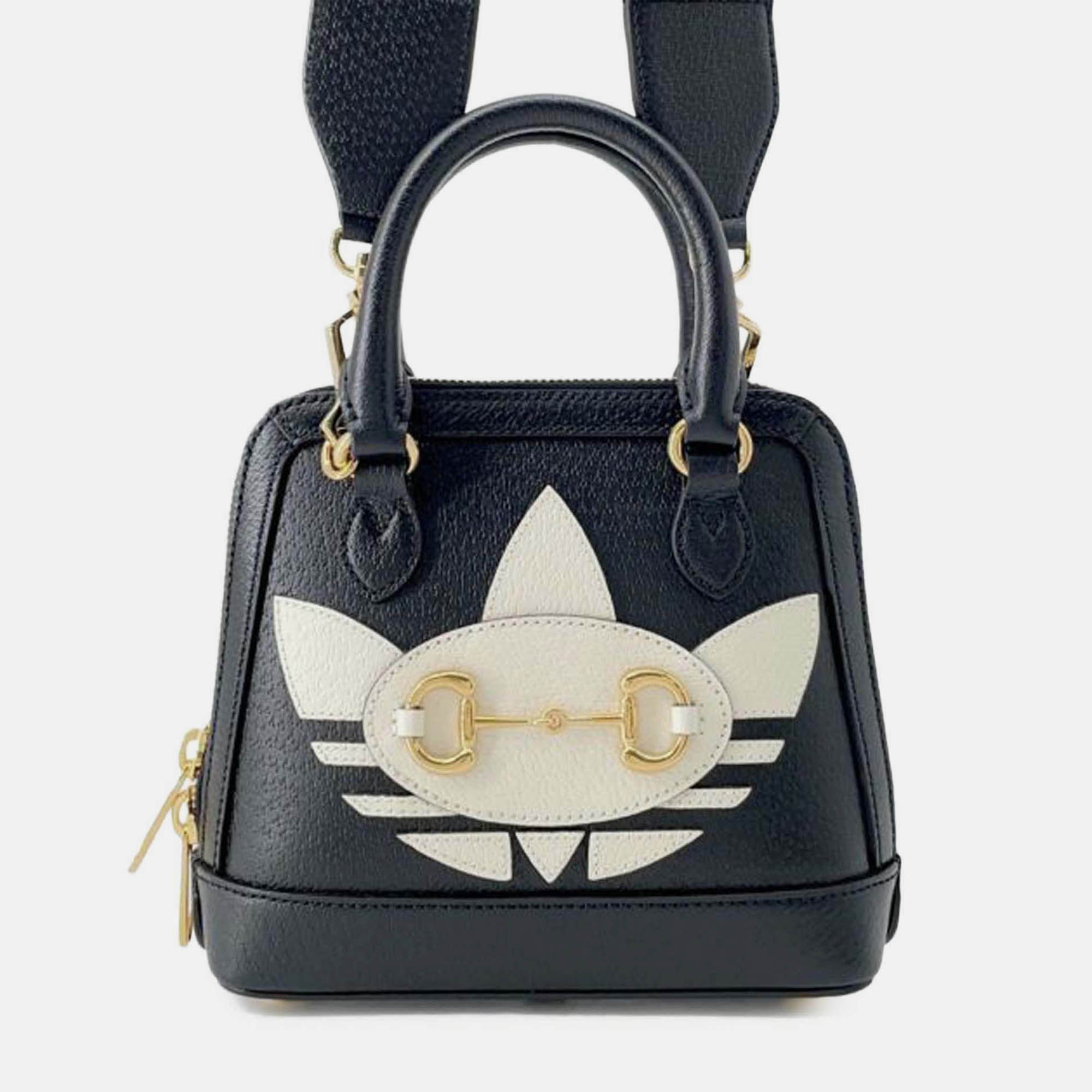 

Gucci Black Adidas Mini Leather Horsebit 1955 Top Handle Bag