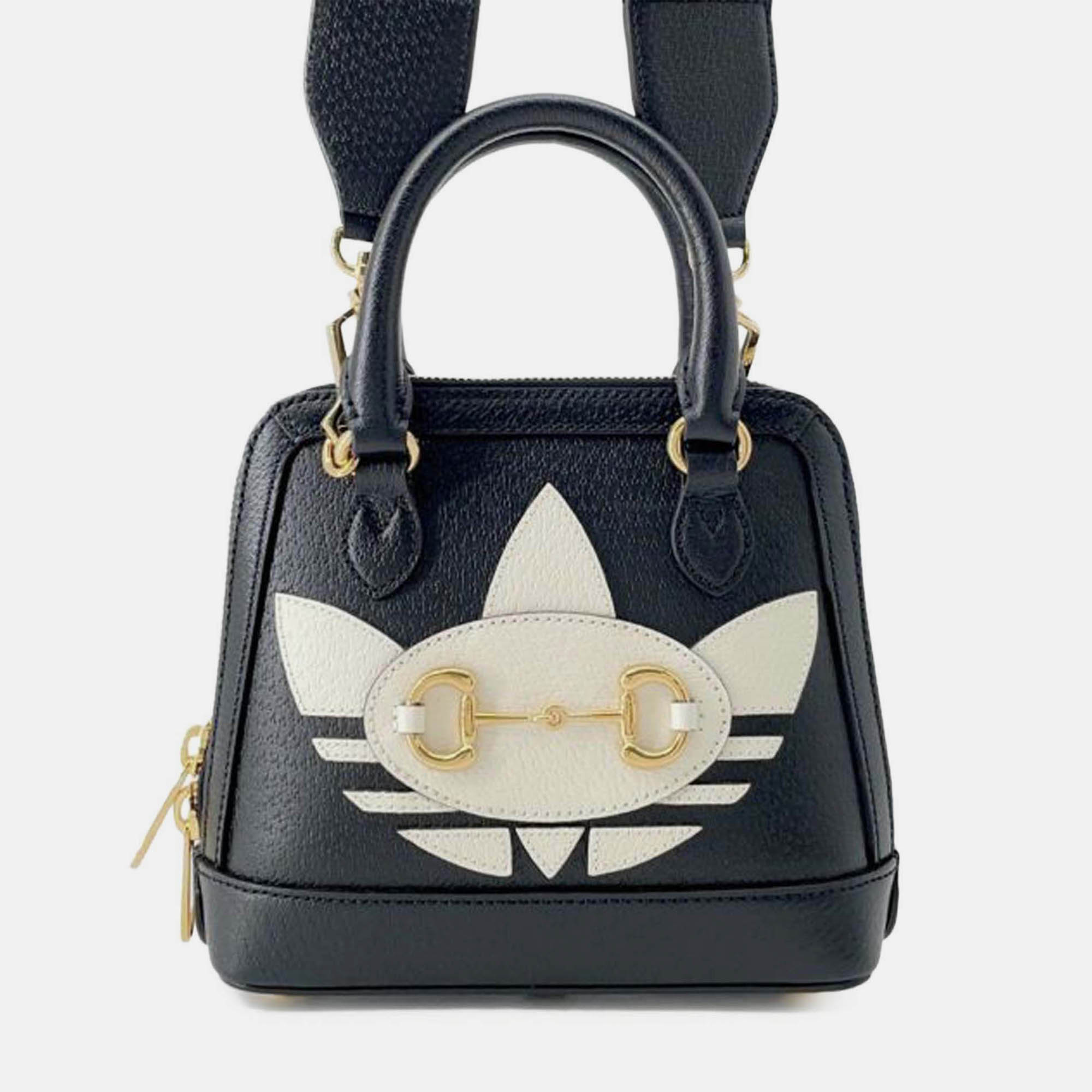 

Gucci Black Adidas Mini Leather Horsebit 1955 Top Handle Bag