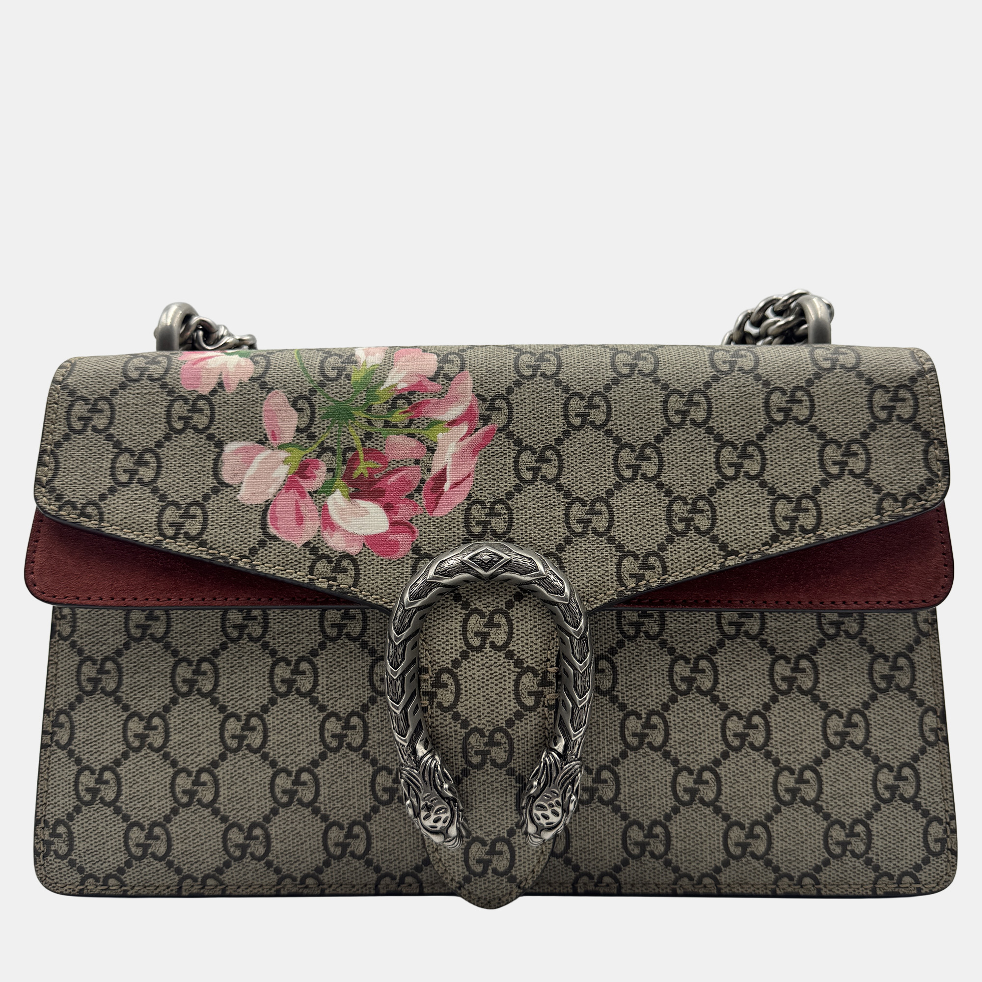 

Gucci Rose/Beige GG Supreme Canvas and Suede Small Dionysus Blooms Shoulder Bag