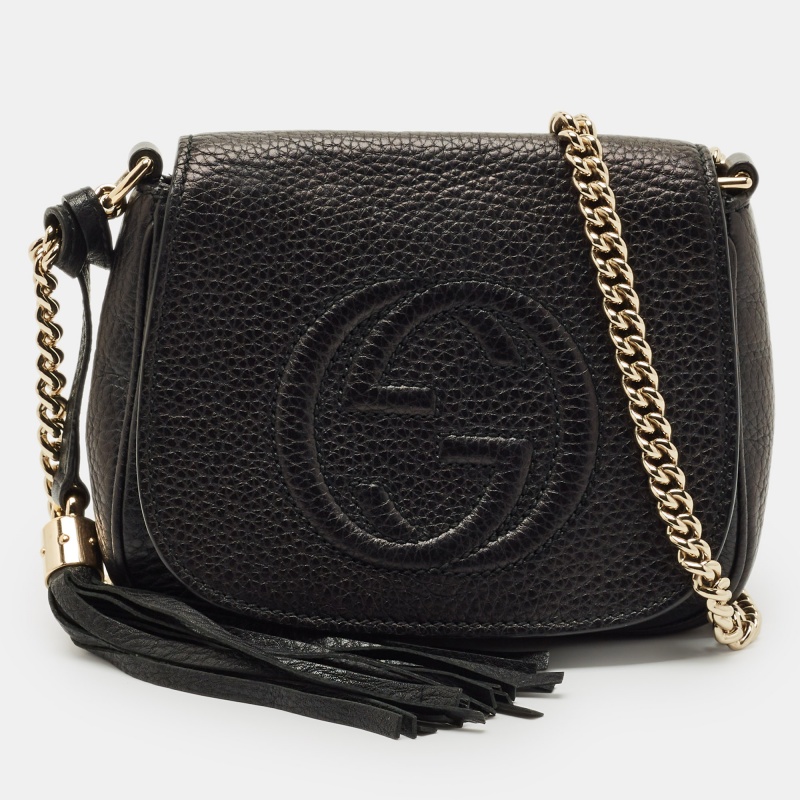 

Gucci Black Leather Soho Flap Chain Crossbody Bag