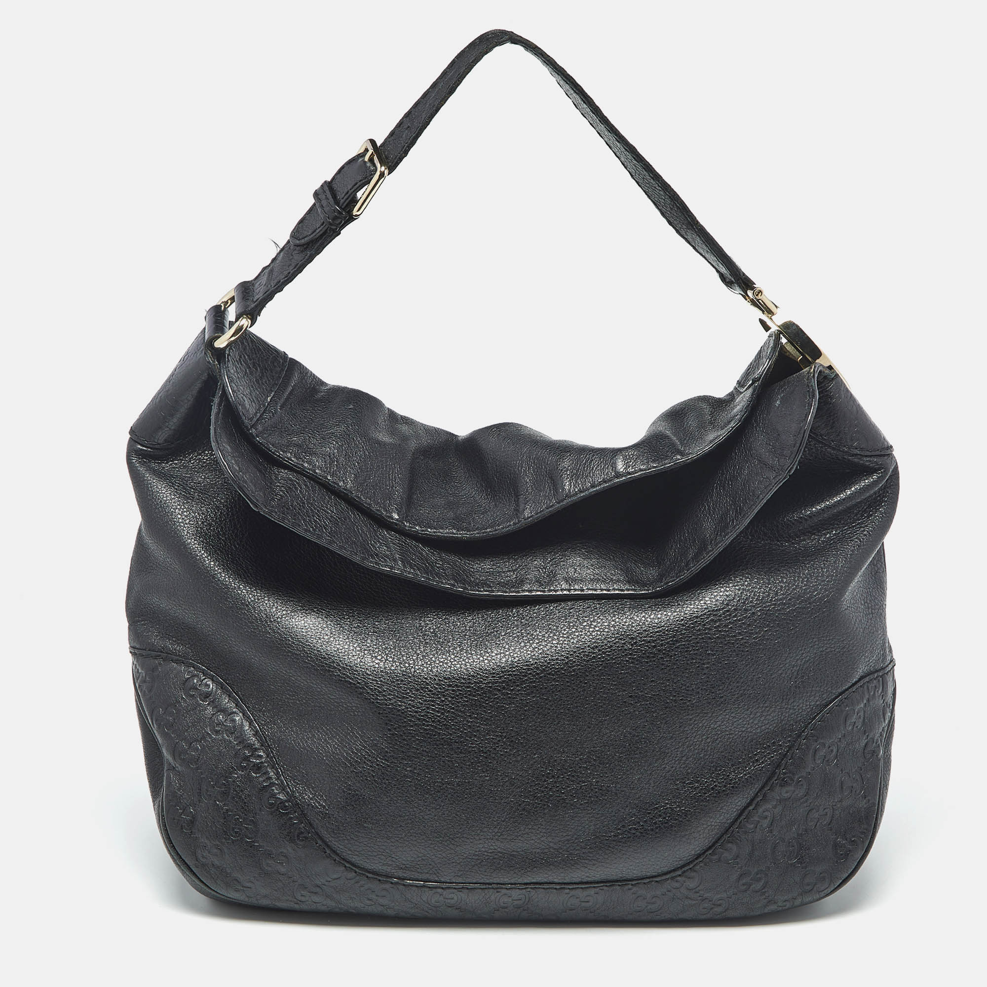 

Gucci Black Leather Guccissima Detail Charlotte Hobo