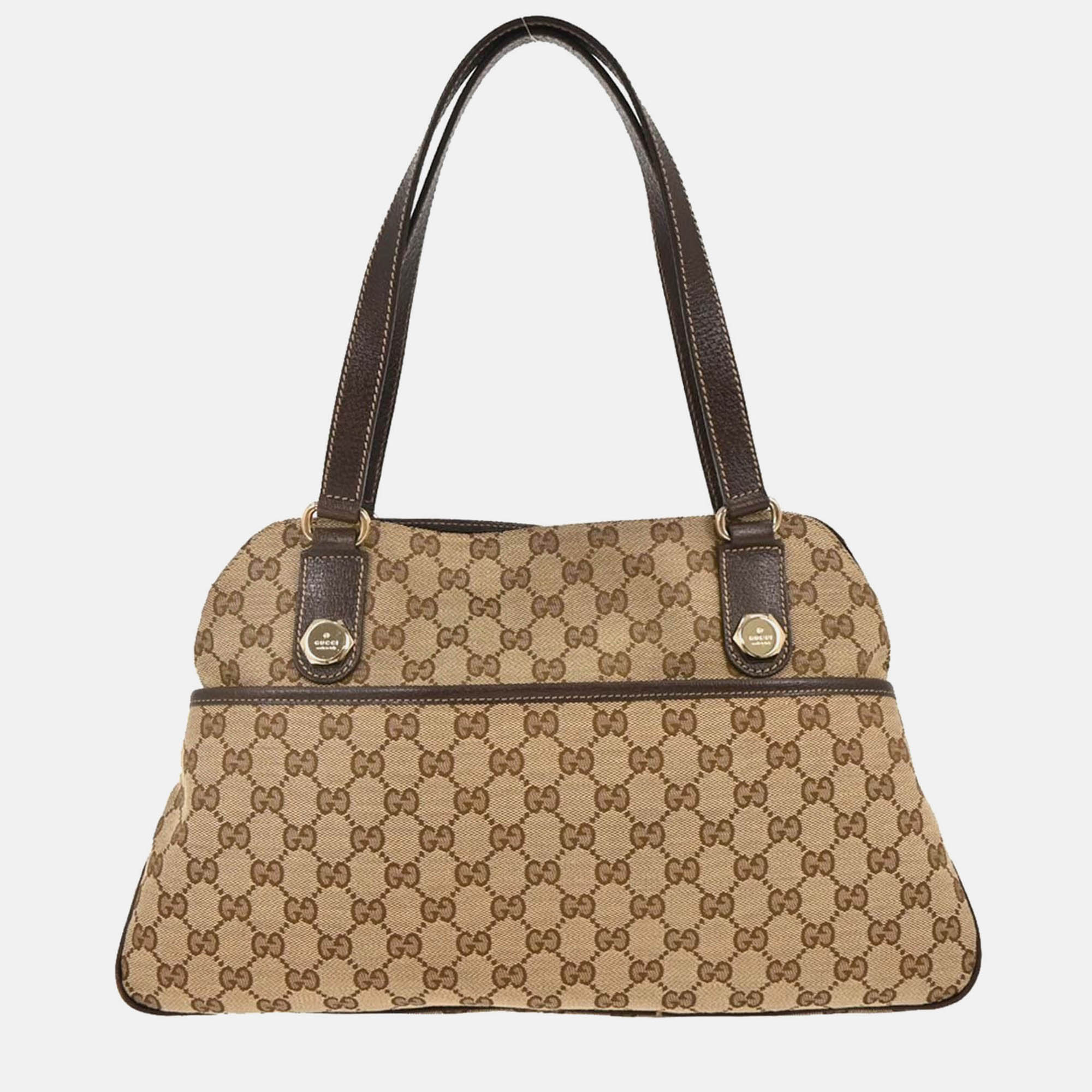 Pre-owned Gucci Beige Gg Tote Handbag In Sand