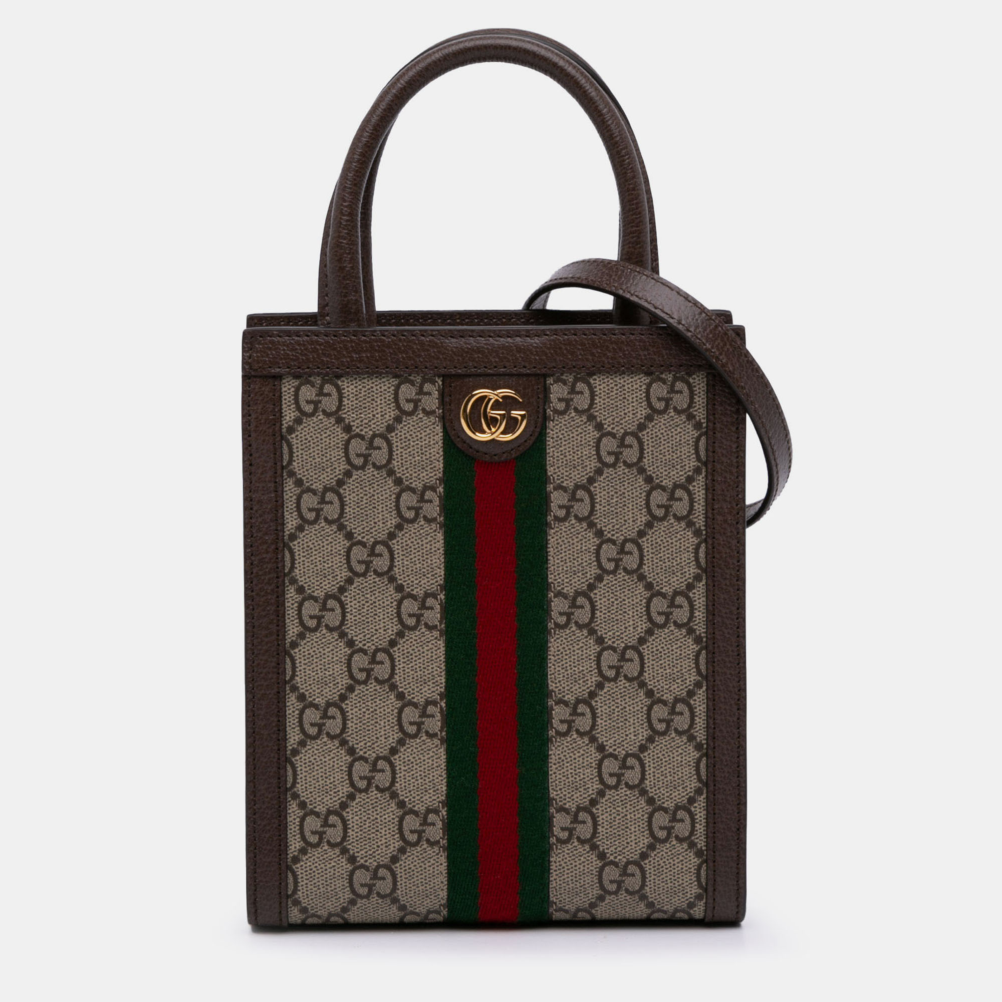 Gucci Beige Brown Mini GG Supreme Ophidia Web Satchel