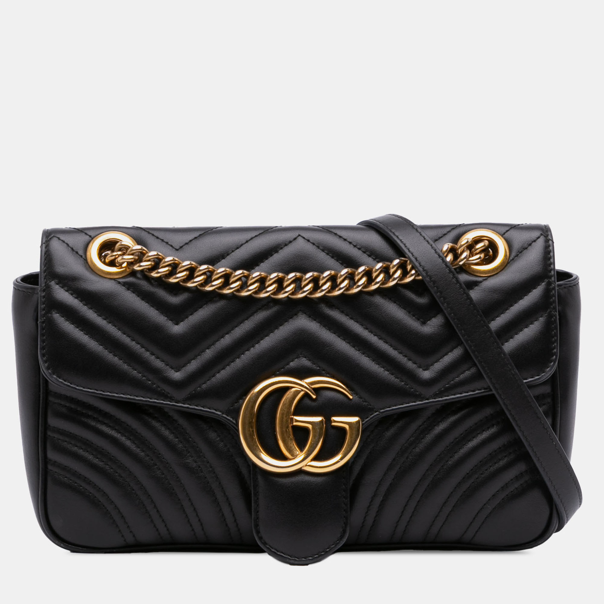 

Gucci Black Medium GG Marmont Matelasse Leather Shoulder Bag
