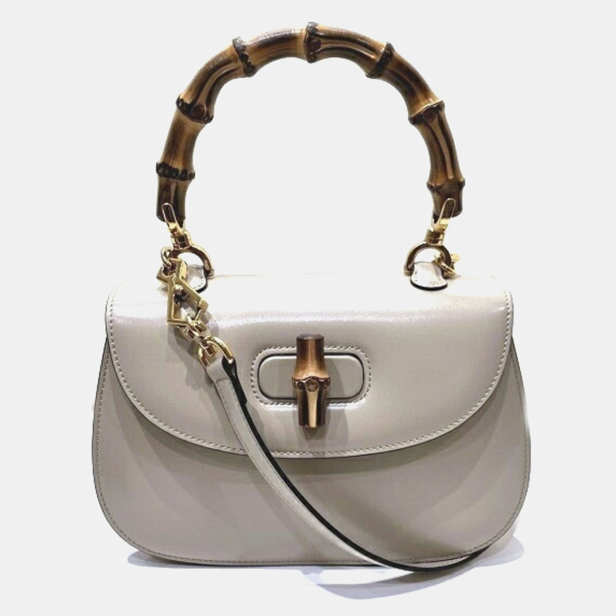 

Gucci Bamboo 1947 Small Beige Leather Top Handle Bag