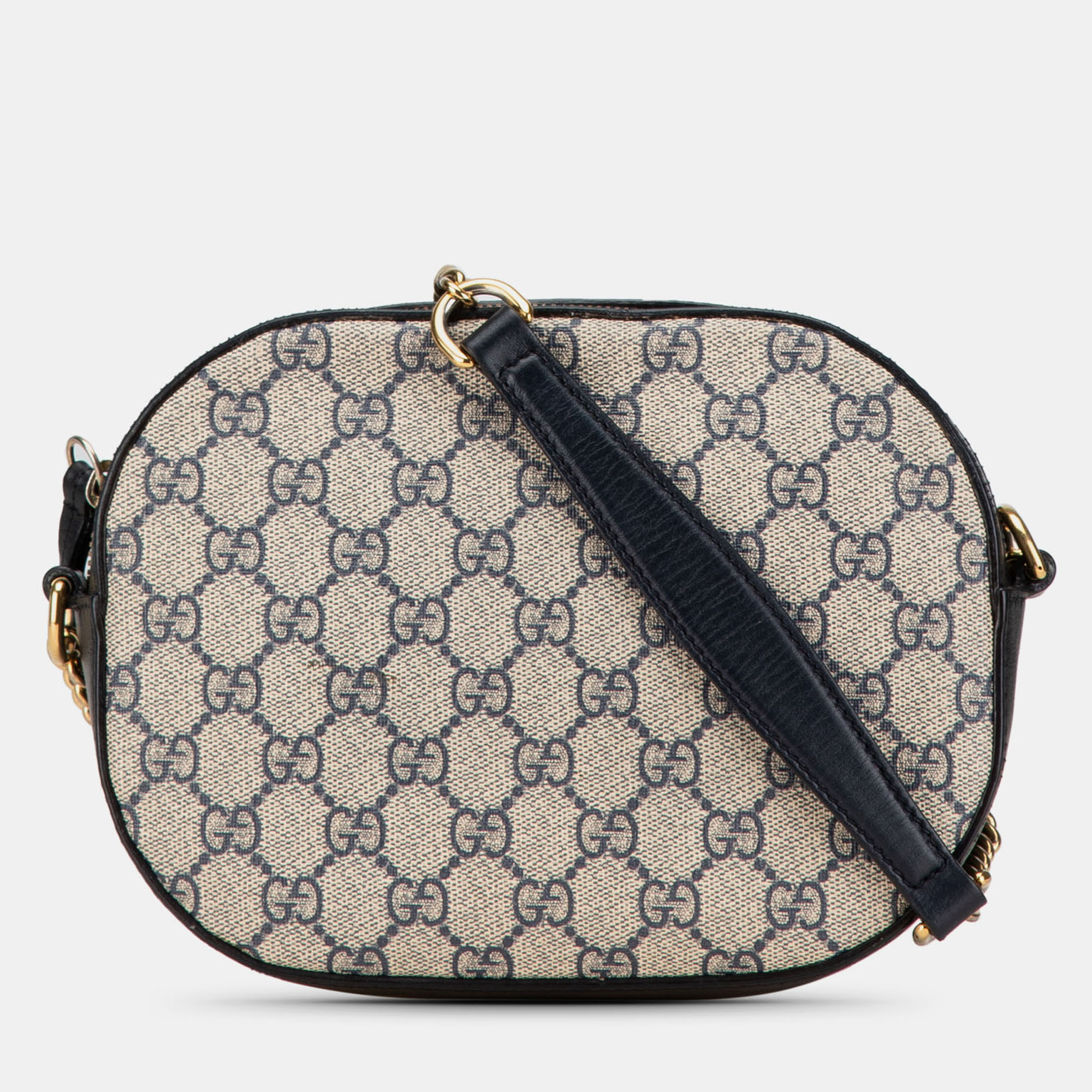 

Gucci Beige/Navy Blue Mini GG Supreme Chain Crossbody