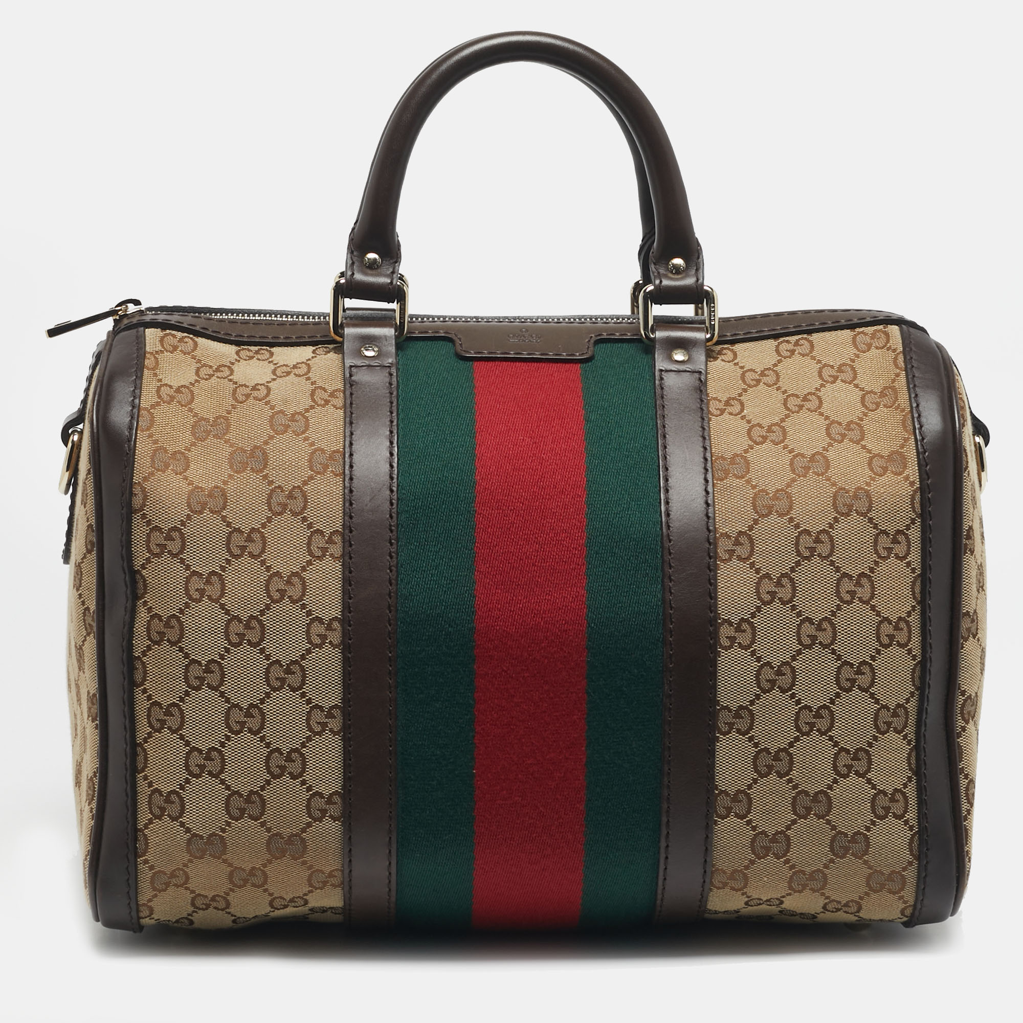 

Gucci Beige/Brown GG Canvas and Leather Medium Vintage Web Boston Bag