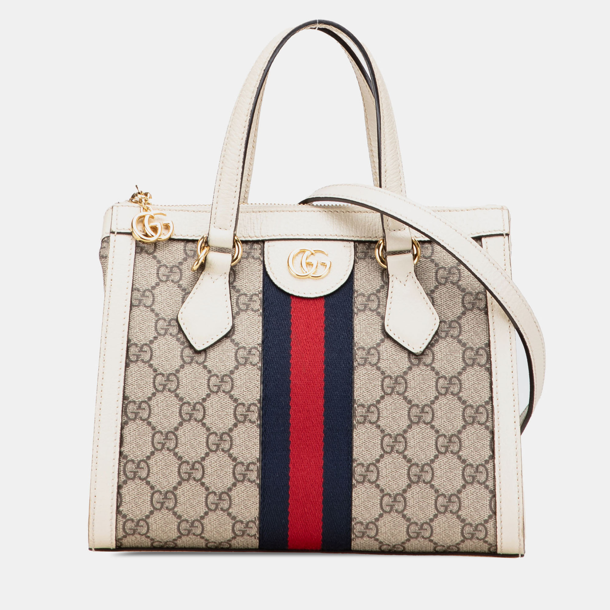 Gucci Beige Brown Small GG Supreme Ophidia Satchel
